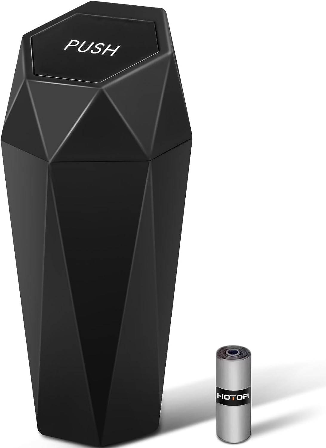 Hotor Car Trash Can With Lid - 1 Pack, Mini Essential Car Accessories For Interior, Leakproof Car Garbage Can With 15 Attached Trash Bags, Multipurpose Car Organizers And Storage,Black