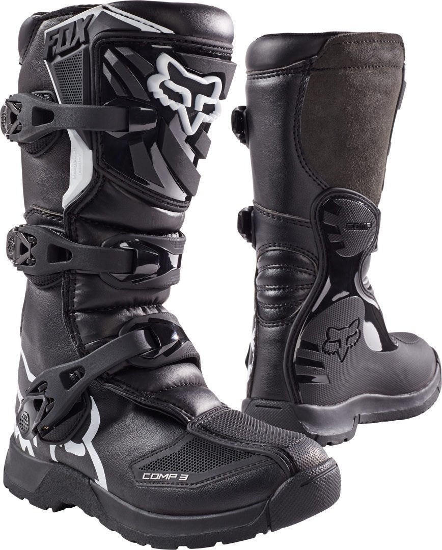 Fox Racing Unisex-Child Youth Comp 3 Motocross Boot,Black,Big Kid 7