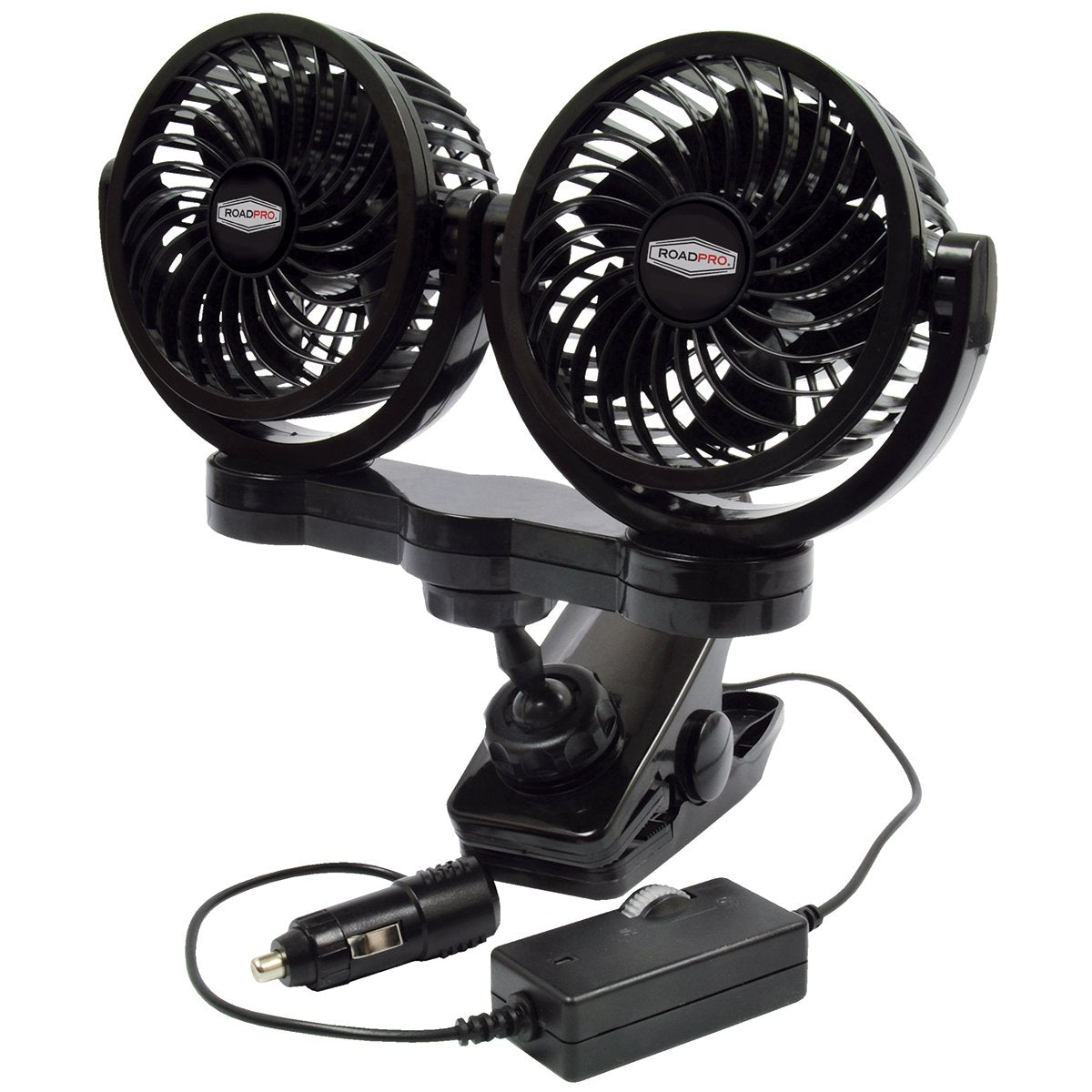 Roadpro Rpsc8572 12-Volt Dual Fan With Mounting Clip, Black, 10X7X12