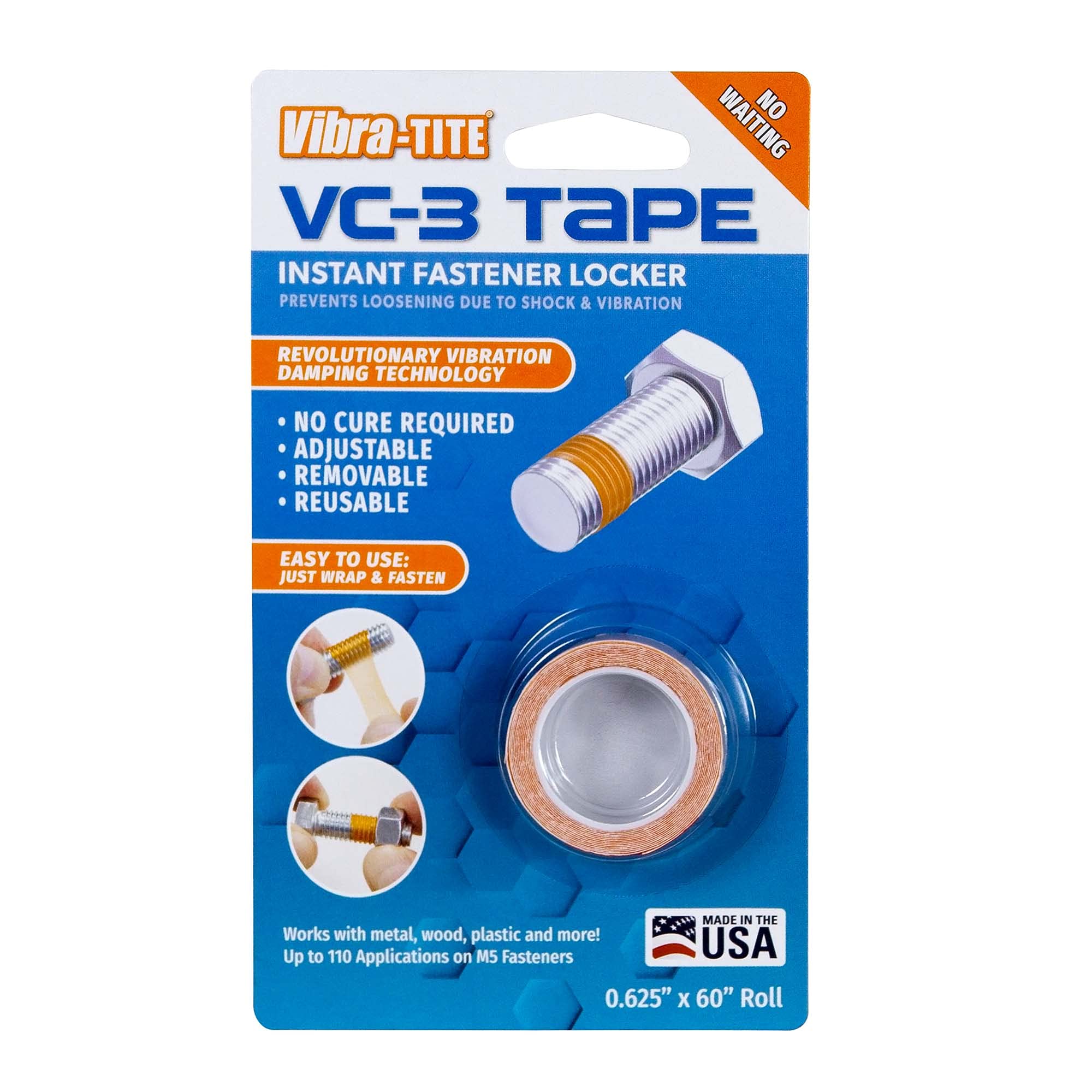 Vibra-Tite Vc-3 Tape Instant Threadlocker - Adjust, Remove, & Reuse,0.625''W X 60''L,23805Bc