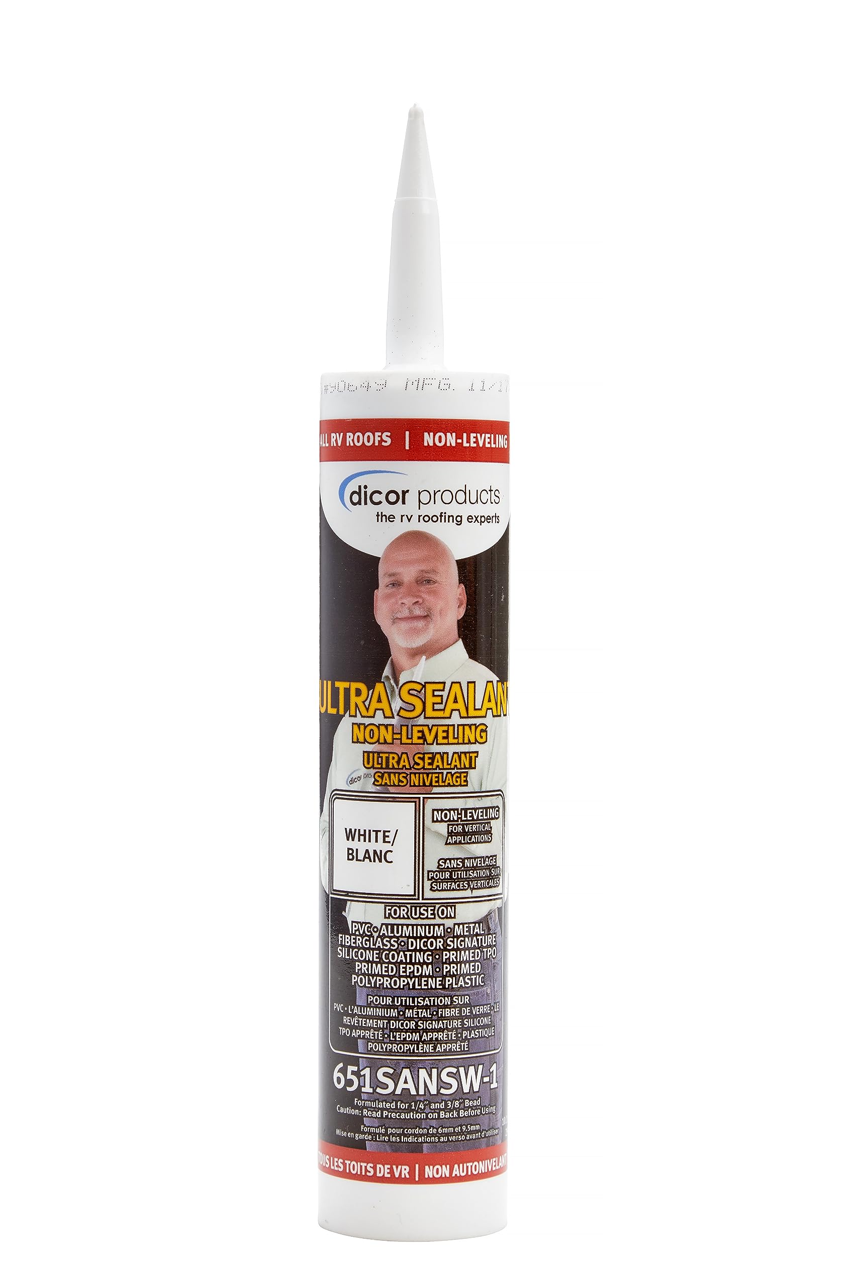 Dicor 651Sansw-1 Non-Leveling Ultra Sealant System - 10.1 Oz, White, High Performance, Non-Yellowing, Fast Curing, Durable, Highly Compatible, Uv Stabilized