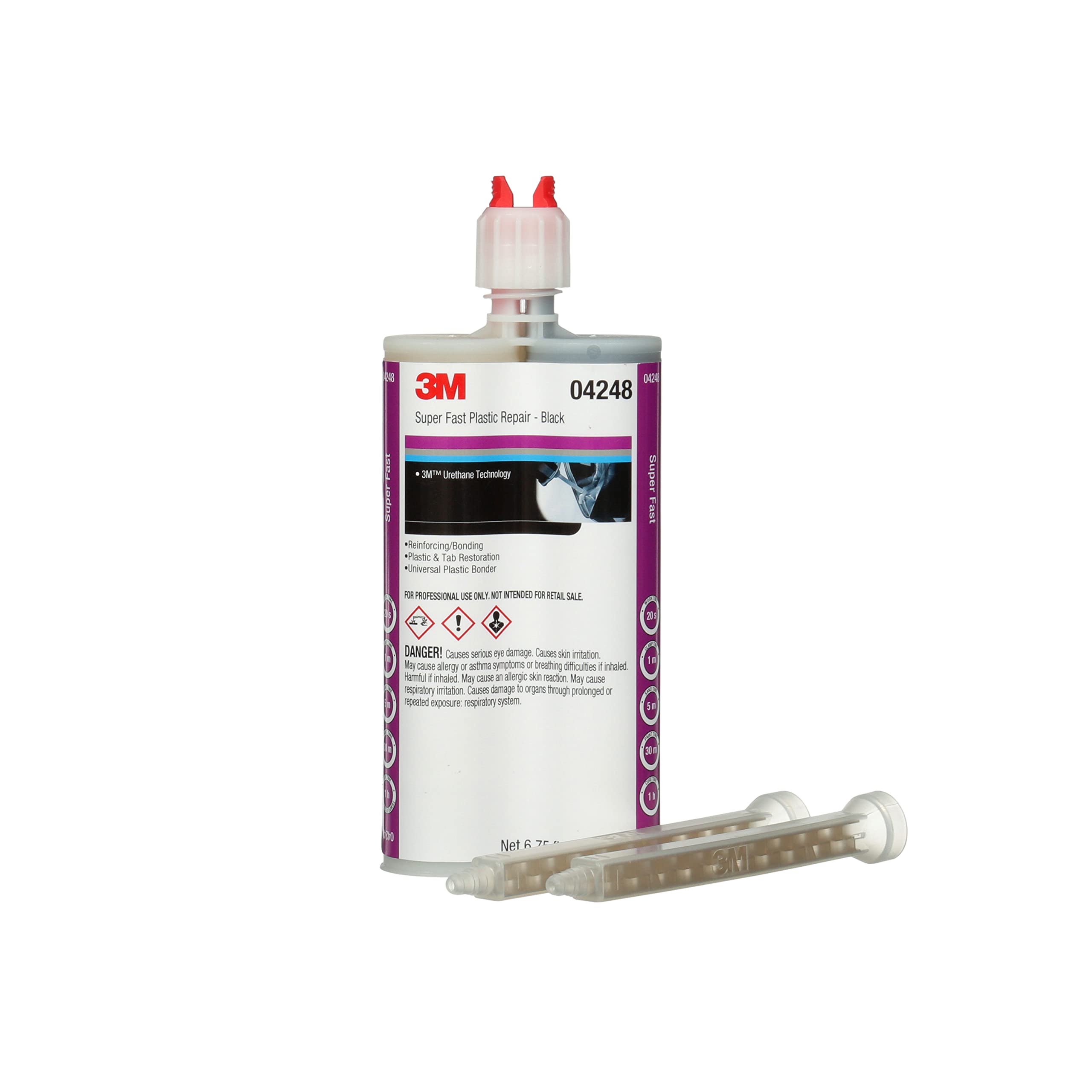 3M - 04248-6Pk Super-Fast Repair Adhesive, 04248, Black, 200 Ml Cartridge