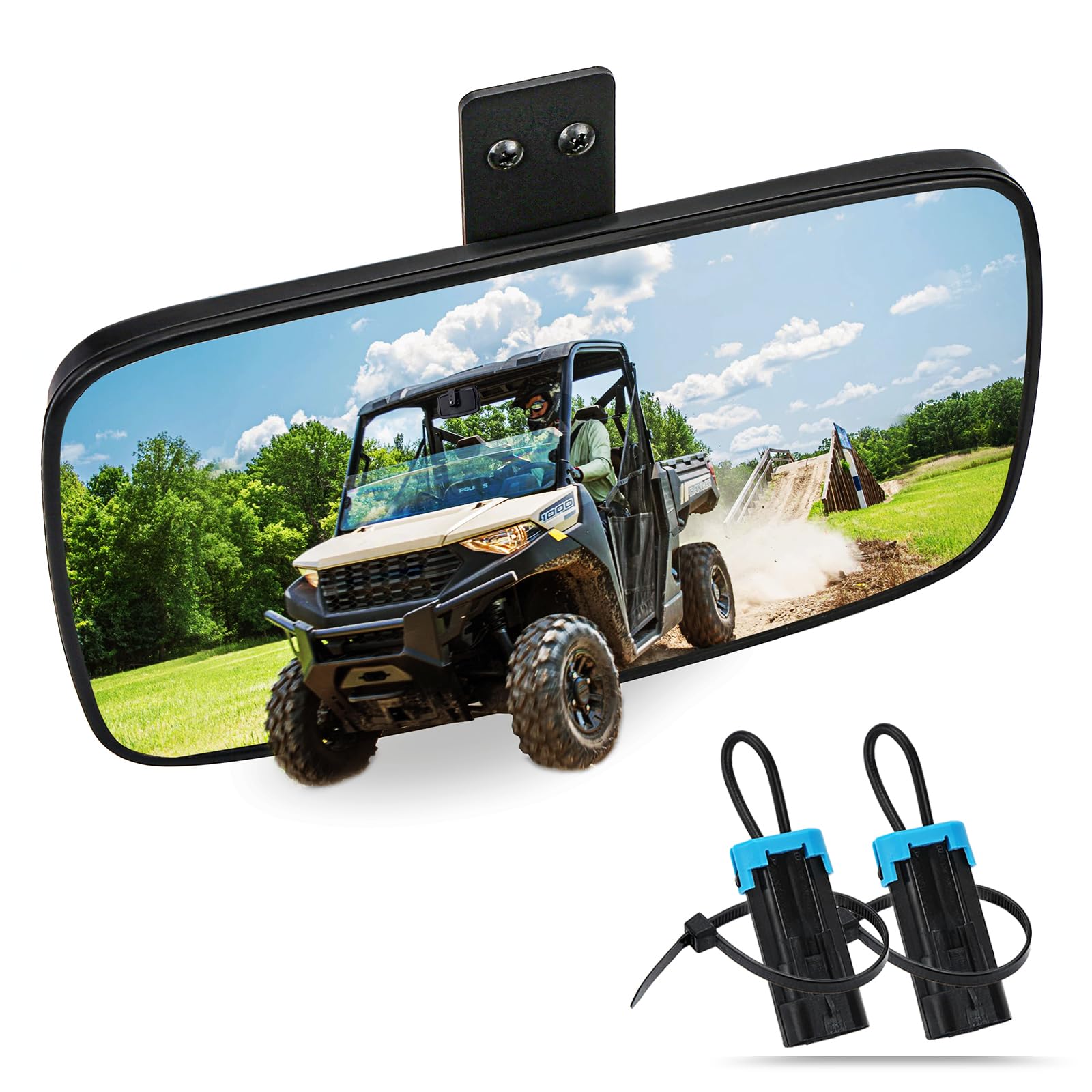 Ranger Rear View Mirror, Unigt Center Convex Rearview Mirrors Compatible With 2017-2025 Polaris Ranger 500 570 900 Xp 1000 Xp/Crew Fits Factory Present Drop Down Mounting Tab 2879969