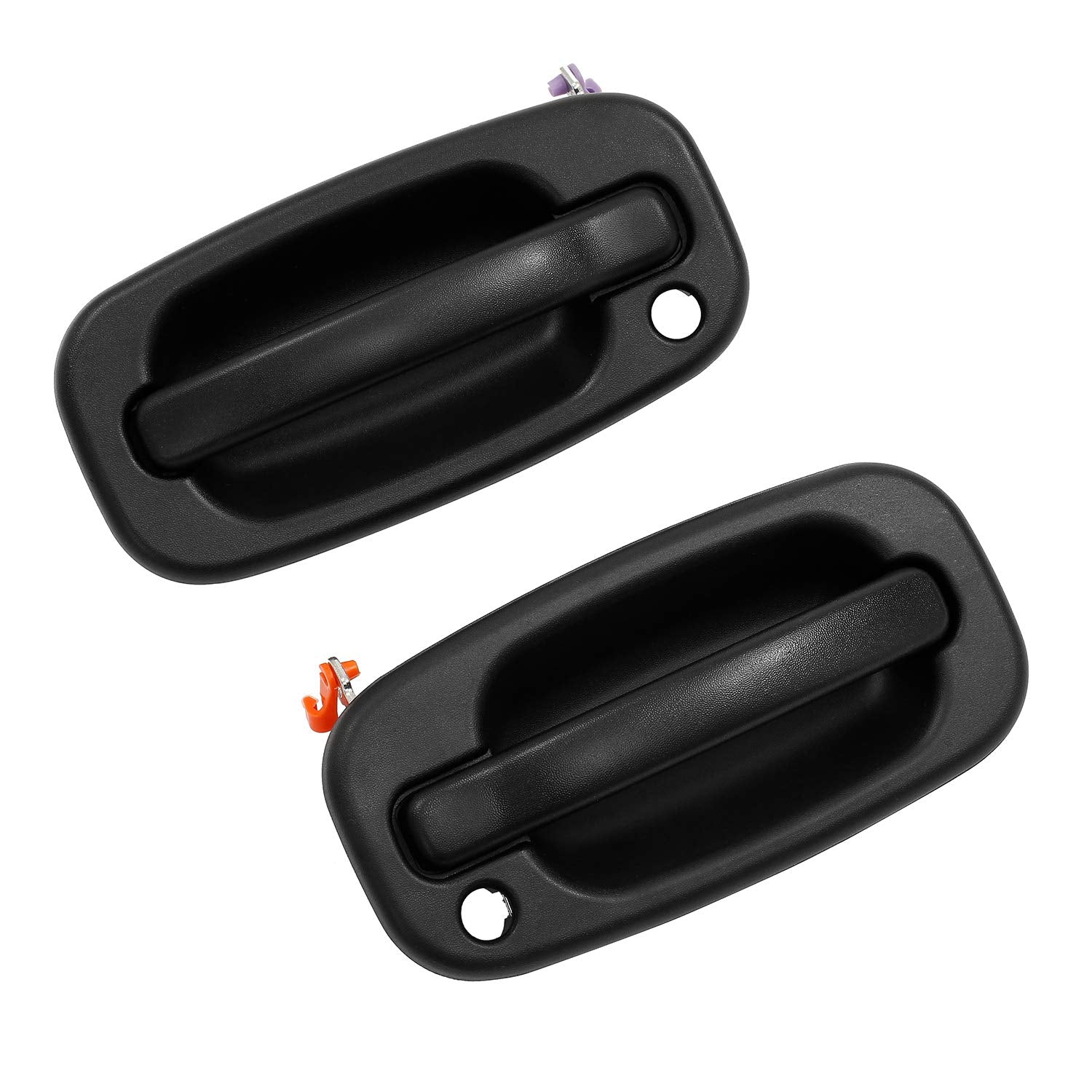Exterior Door Handle Front Left & Right Pair With Key Hole | For 1999-2007 Chevy Silverado Suburban Tahoe Avalanche Gmc Sierra Yukon Cadillac Escalade | Replaces# 15034985, 15034986