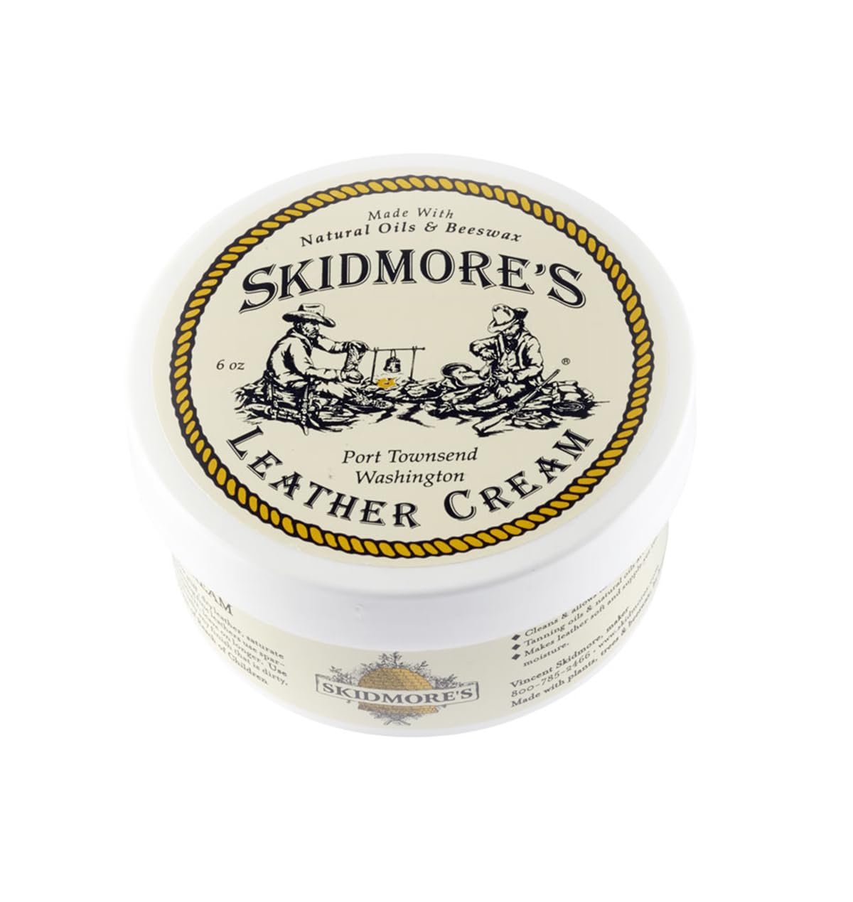 Skidmore's Original Leather Cream - 100% Natural Water Repellent Cleaner & Conditioner for Saddle, Boots, Jacket - Tan, 6 Oz