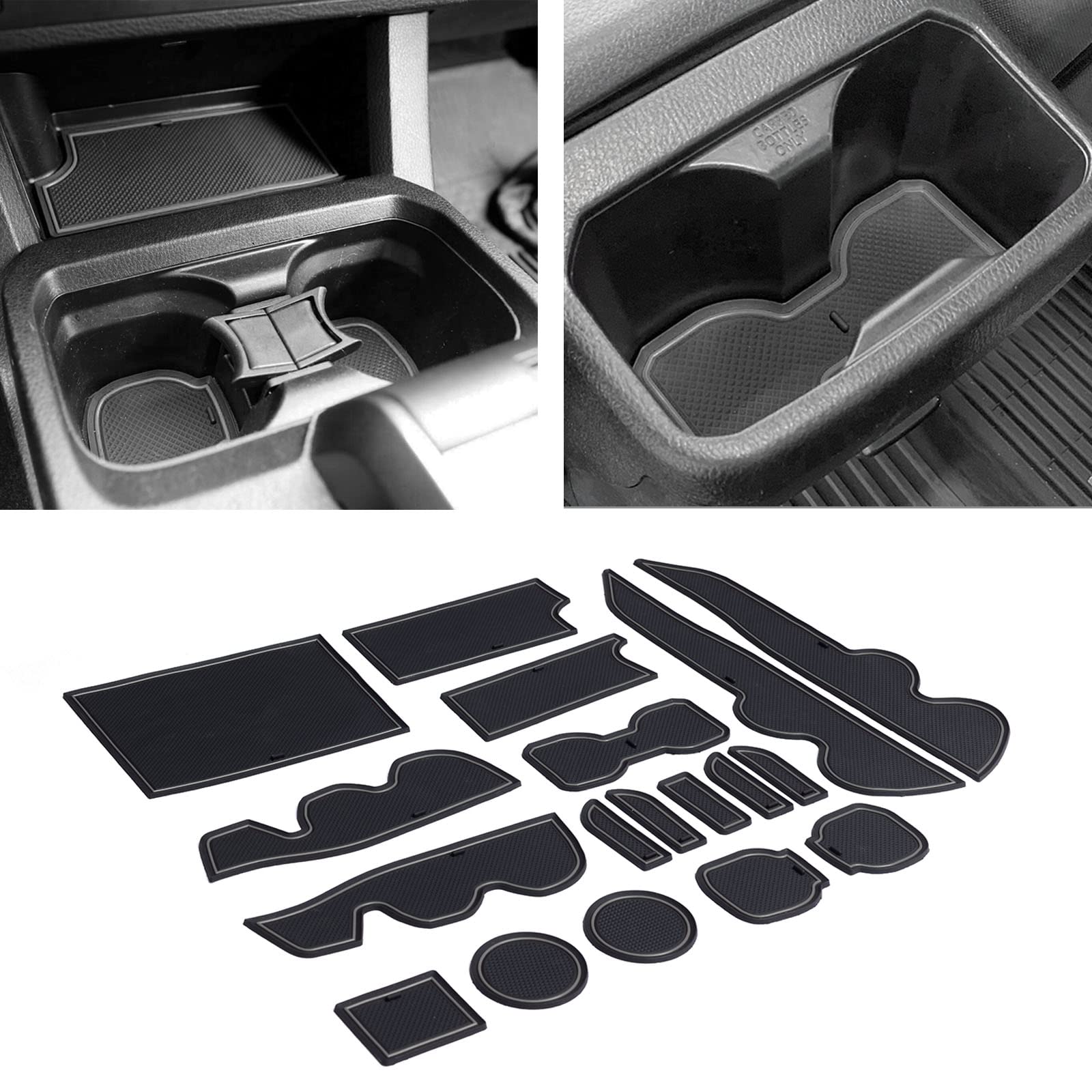 Jdmcar Liner Accessories Compatible With 2023 2022 Toyota Tacoma 2016 2017 2018 2019 2020 2021 Custom Fit Cup And Door Center Console Inserts (Double Cab,Gray Trim)