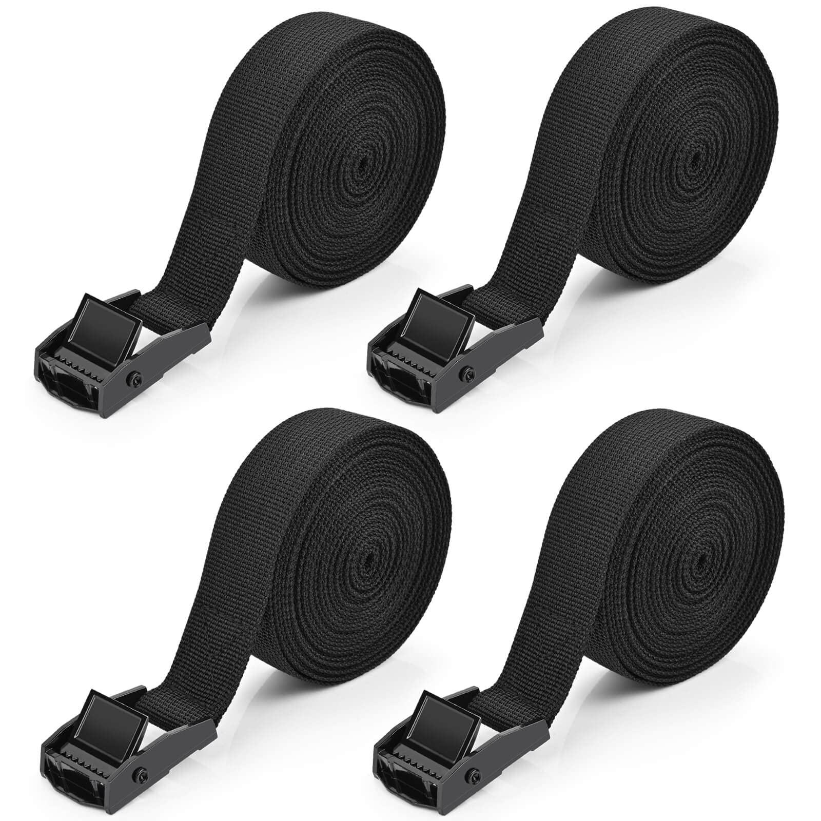 Kshineni Tie Down Straps 4 Pcs Lashing Strap 13.1' X 1 Adjustable Heavy Duty Cam Buckle Cinch Straps For Cargo, Trucks, Luggage, Trailer, Motorcycle (Black)