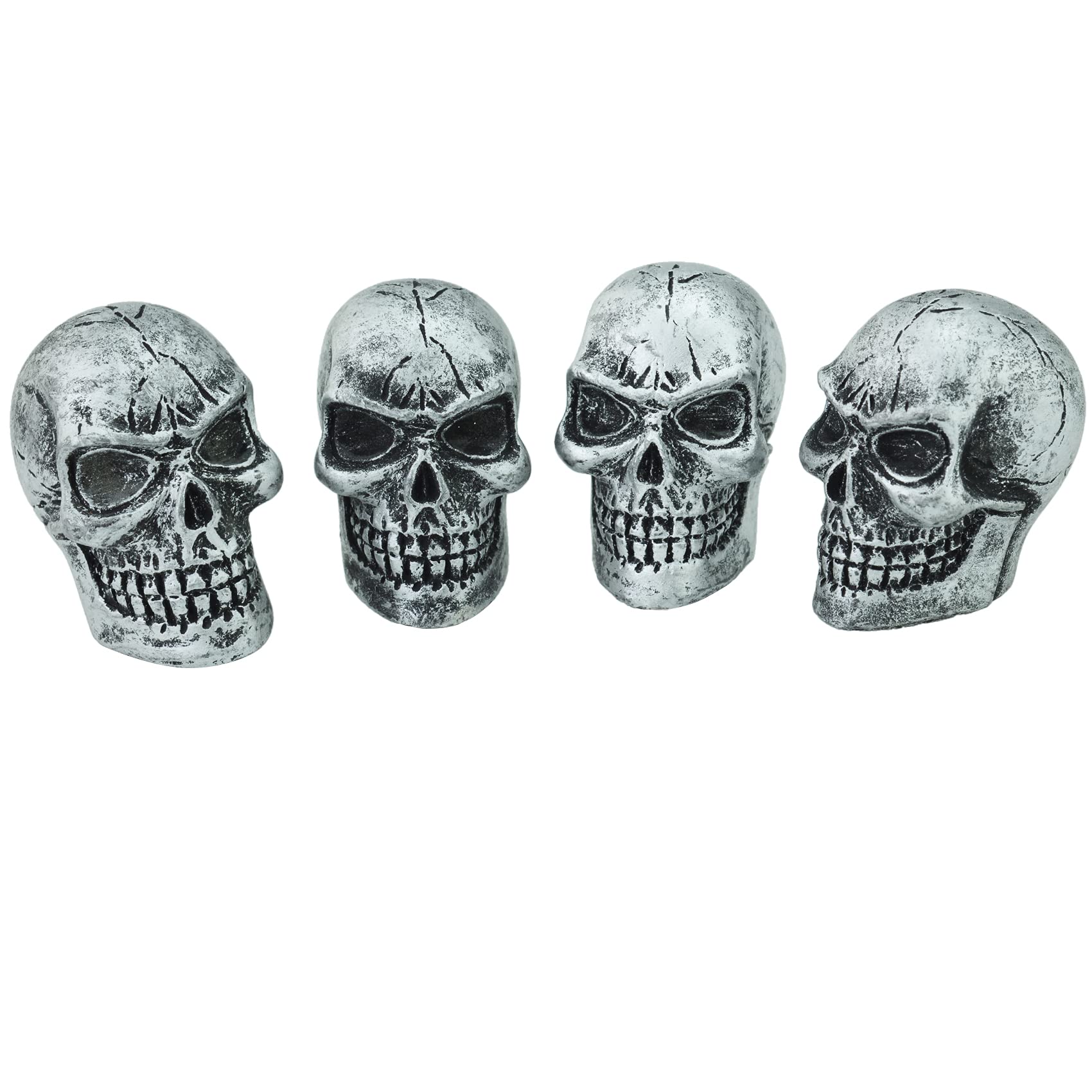 Abfer Skull Tire Wheel Air Cap Valve Stem Covers Car Decorative Accessories Fit Most Vehicle Truck Motorcycles Bikes (Silver)