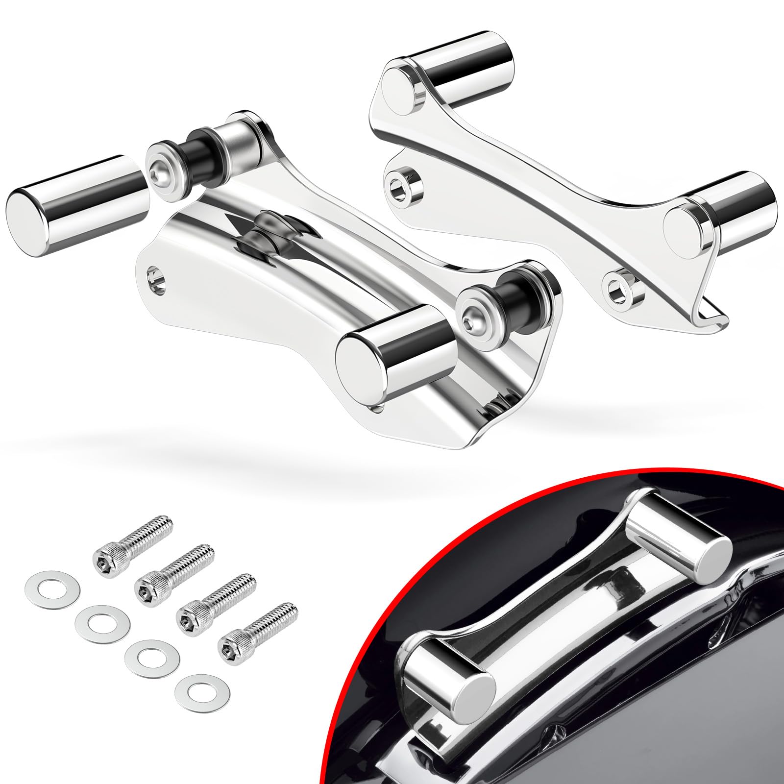 Amazicha Chrome 4 Point Docking Hardware Covers Kit Compatible For Harley Davidson Touring Street Glide, Electra Glide, Road Glide, Road King 2014-2024