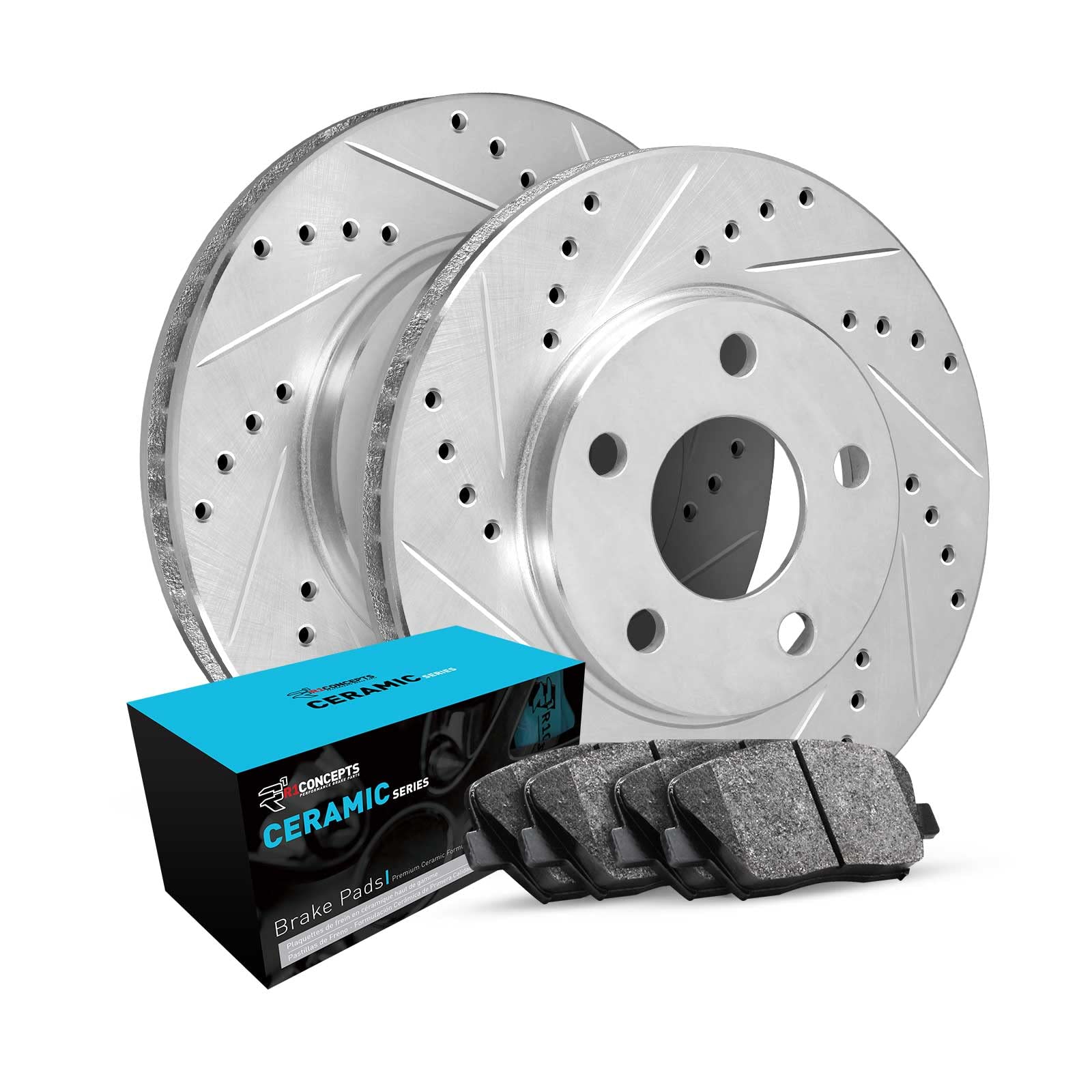 R1 Concepts Rear Brakes And Rotors Kit |Rear Brake Pads| Brake Rotors And Pads| Ceramic Brake Pads And Rotors |Fits 2005-2018 Audi A3, A3 Quattro, Volkswagen Beetle, Eos, Golf, Gti, Jetta, Passat