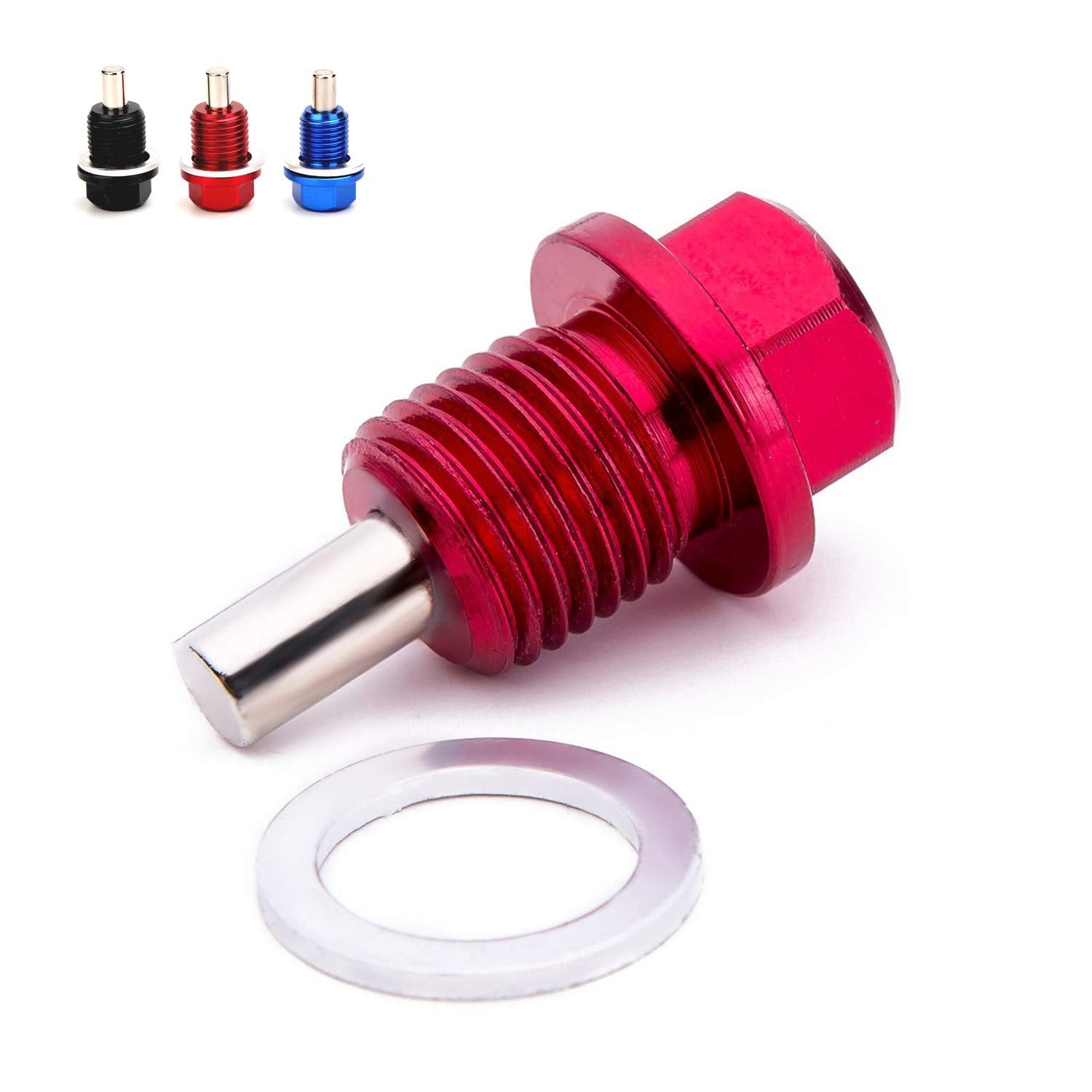 Magnetic Oil Drain Plug Magnetic Sump Drain Nut Oil Drain Bolt (12X1.5,Red)