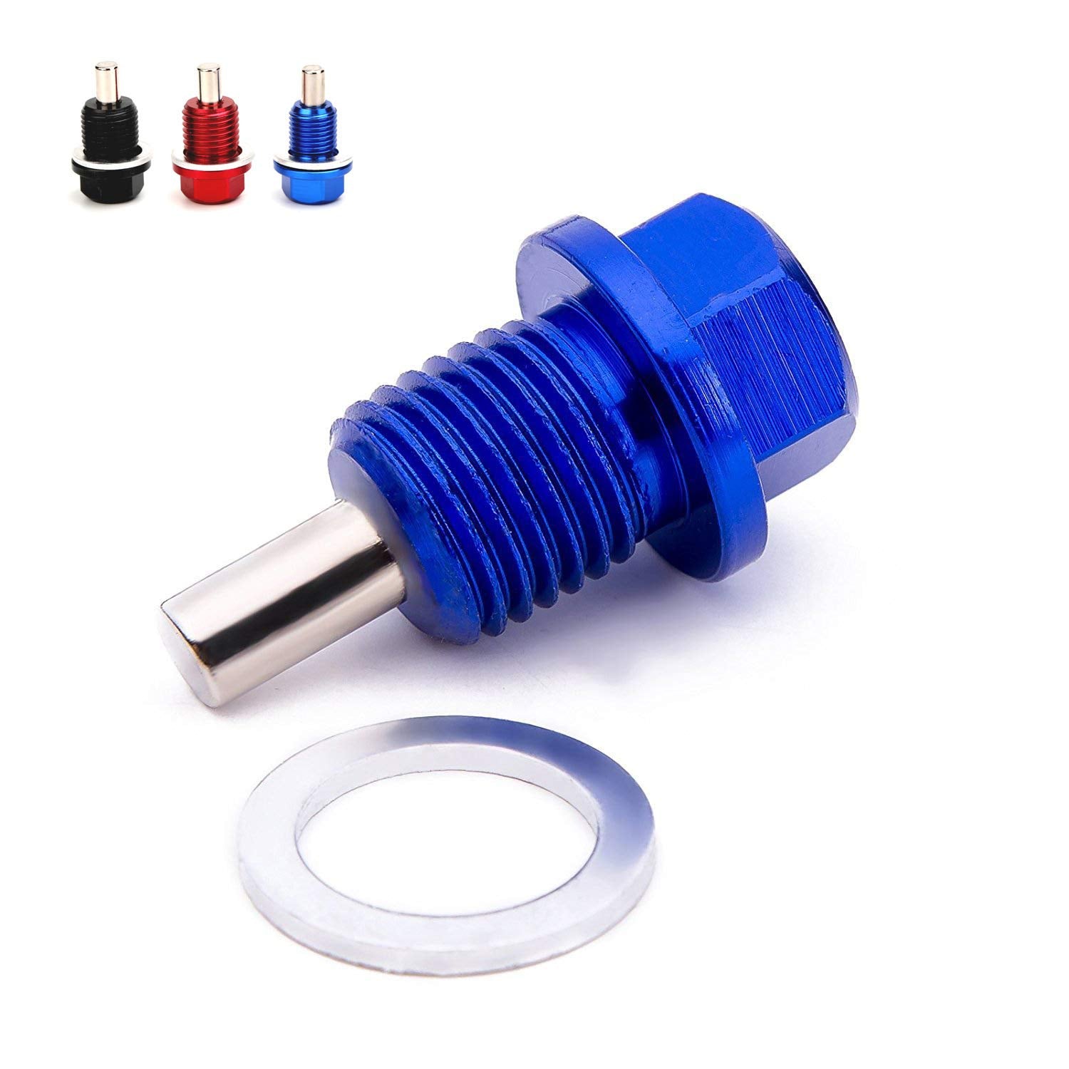 Magnetic Oil Drain Plug Magnetic Sump Drain Nut Oil Drain Bolt (14X1.25,Blue)