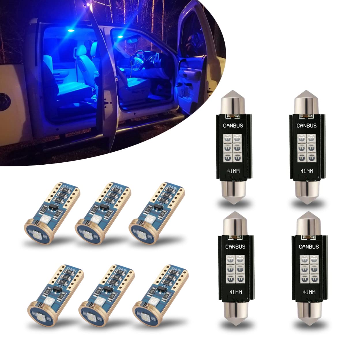 Ibrightstar 41Mm 211-2 212-2 578 194 168 T15 Led Bulbs 3030 Chipset Error Free For Car Truck Interiors Dome Map Door Courtesy License Plate Lights Pack Of 10, Blue