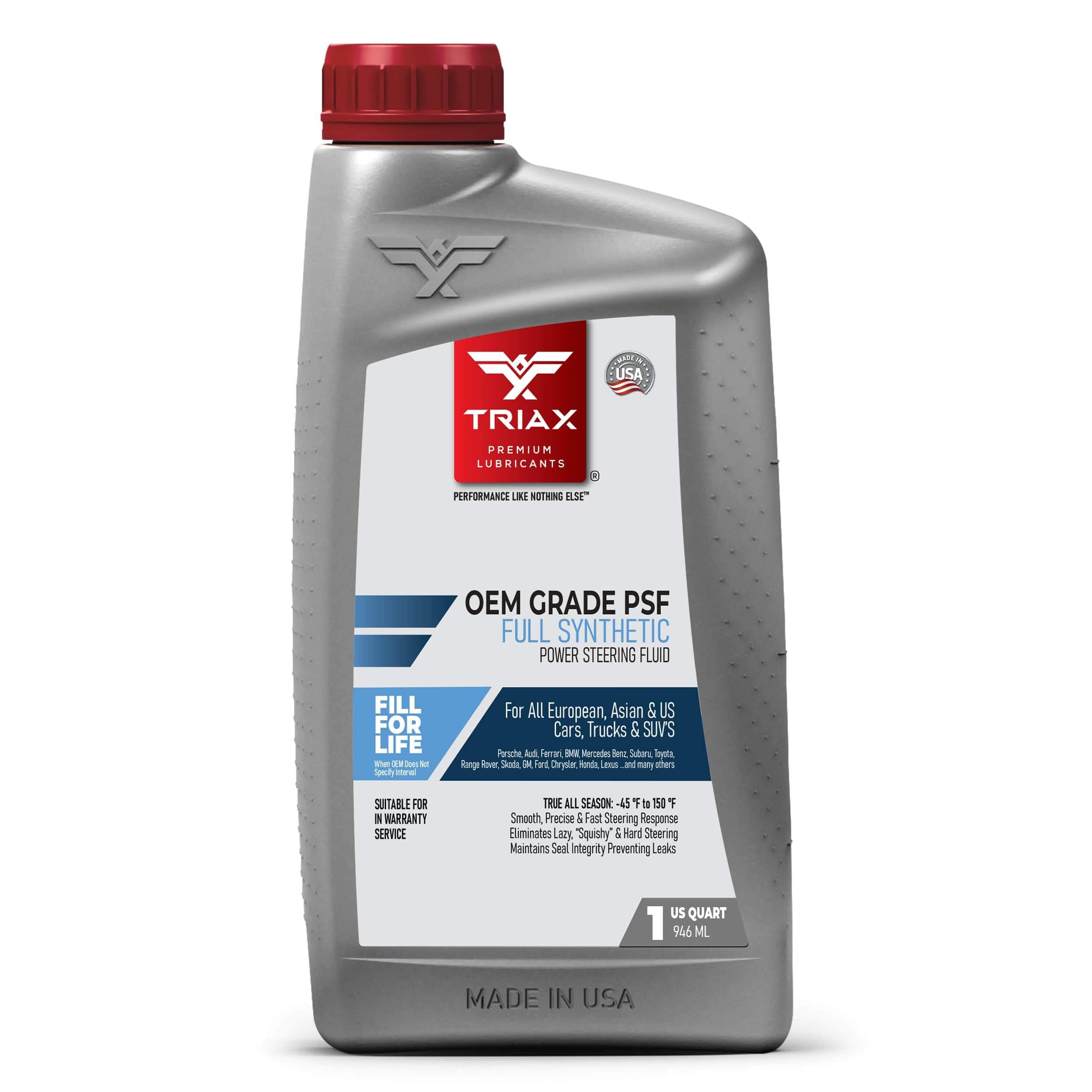 Triax Oem Grade Psf Power Steering Fluid, Synthetic, Universal, Arctic Grade -50 Cold Flow, Fits Most Asian, Us, And European Cars, Full Synthetic With Esters, Widest Spec Application (1 Quart)