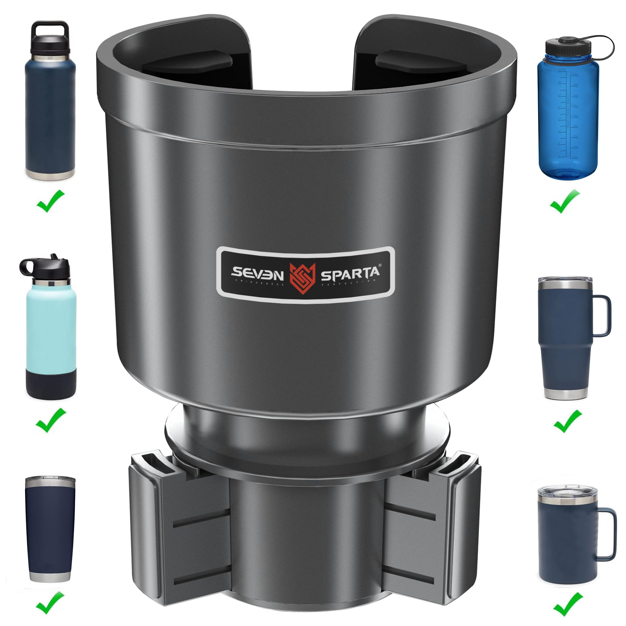 Upgraded Car Cup Holder Expander Adapter With Offset Adjustable Base, Compatible With Yeti 14/24/36/46Oz Ramblers, Hydro Flasks 32/40Oz, Other Large Bottles Mugs In 3.5-4.0, Silver 1 Pack