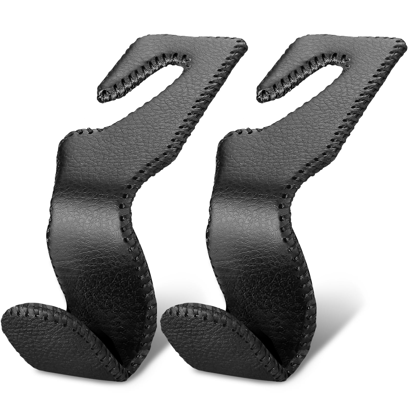Etre Jeune Purse Hook For Car, Car Purse Holder Headrest Hook Vehicle Leather Storage Hook For Hanging Purses And Bags, 2 Pack Black