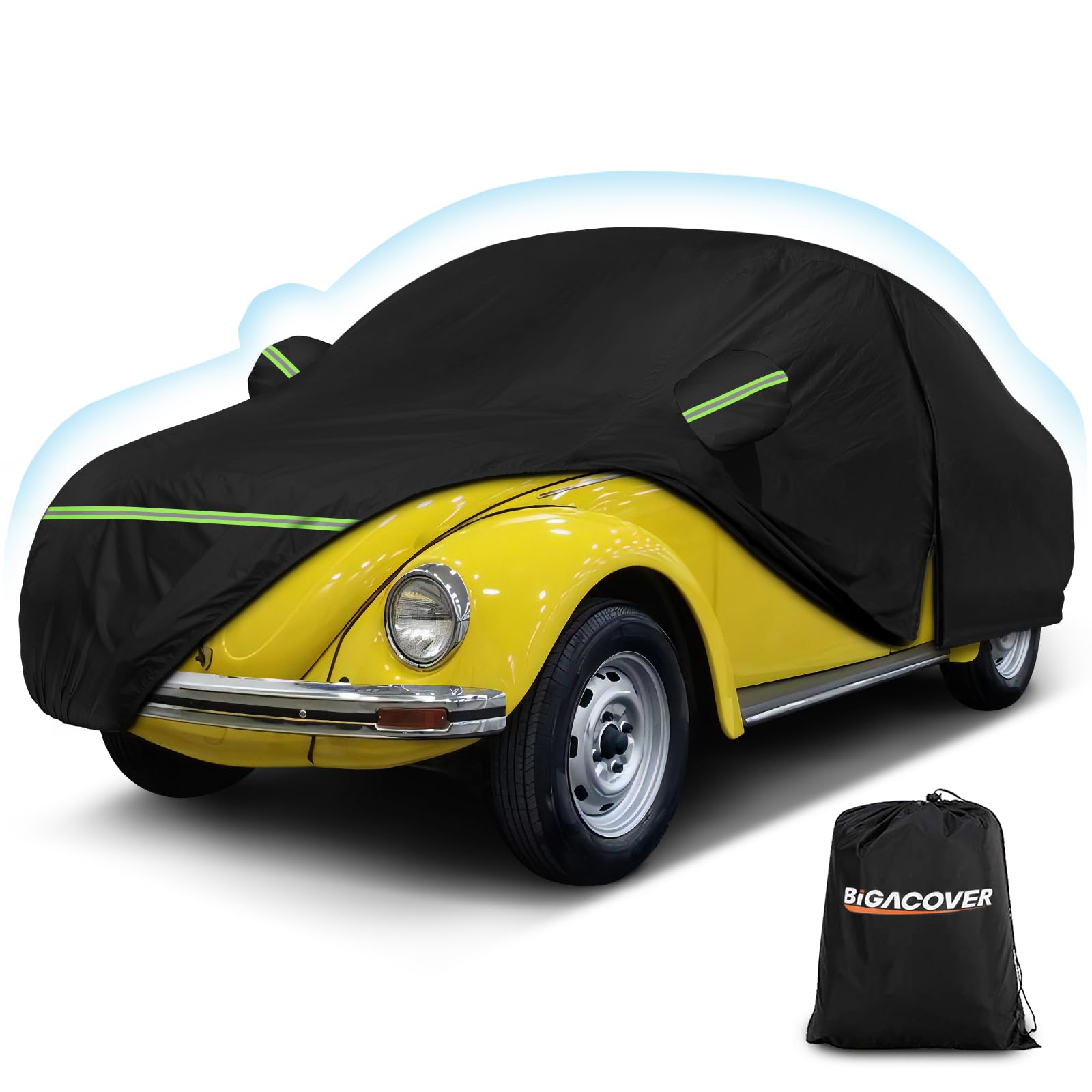 Custom Fit For Volkswagen Beetle Bug 2-Door 1960-1980 Sedan Car Cover Waterproof Heavy Duty All-Weather Protection With Door Zipper & Storage Bag