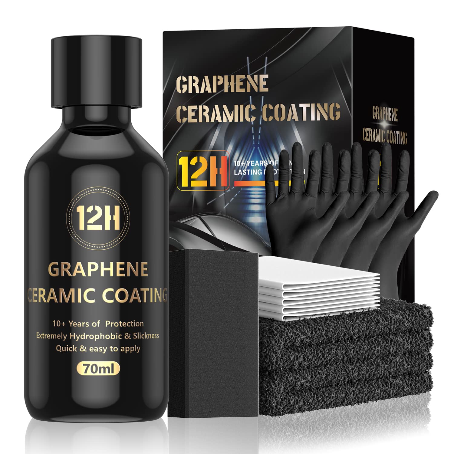 Graphene Ceramic Coating For Cars (70Ml) - ?????? ???????????????? ???????????????? Coating For Car Detailing - 10+ Years Of Long Lasting Protection - Ultra High Gloss, Extremely Hydrophobic