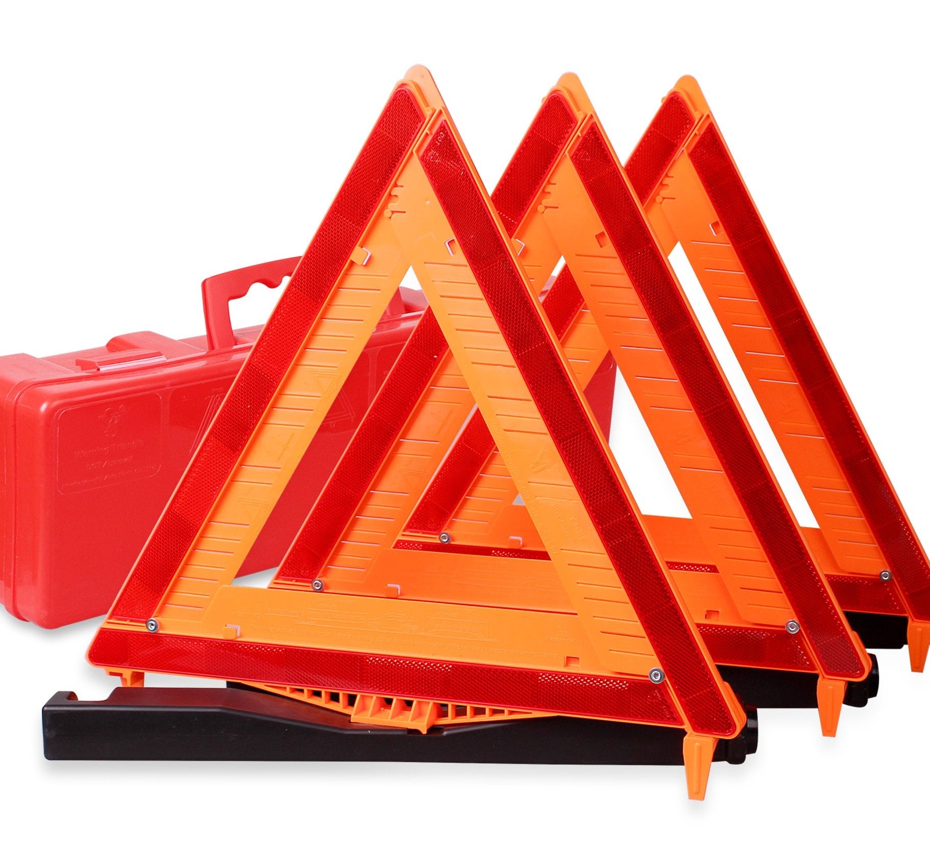 CARTMAN 3 Pack DOT Approved Reflective Warning Triangle Kit - Red, 3PK DOT-SAND FILLED for Road Safety and Emergency Use
