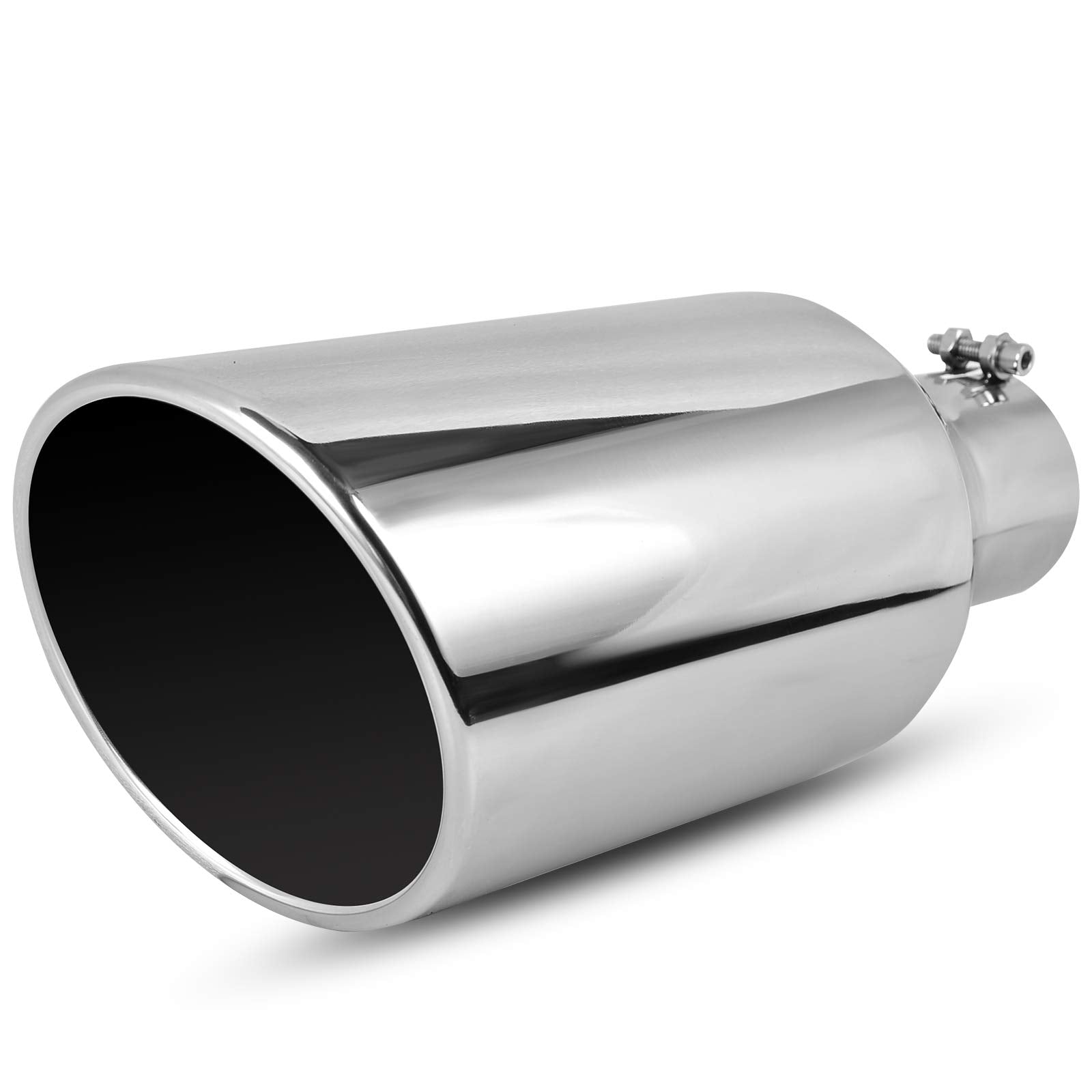 Autosaver88 3 Inch Inlet Exhaust Tip, 3 Inlet 6 Outlet 15 Long Exhaust Tip, Silver Stainless Steel Finish Tailpipe