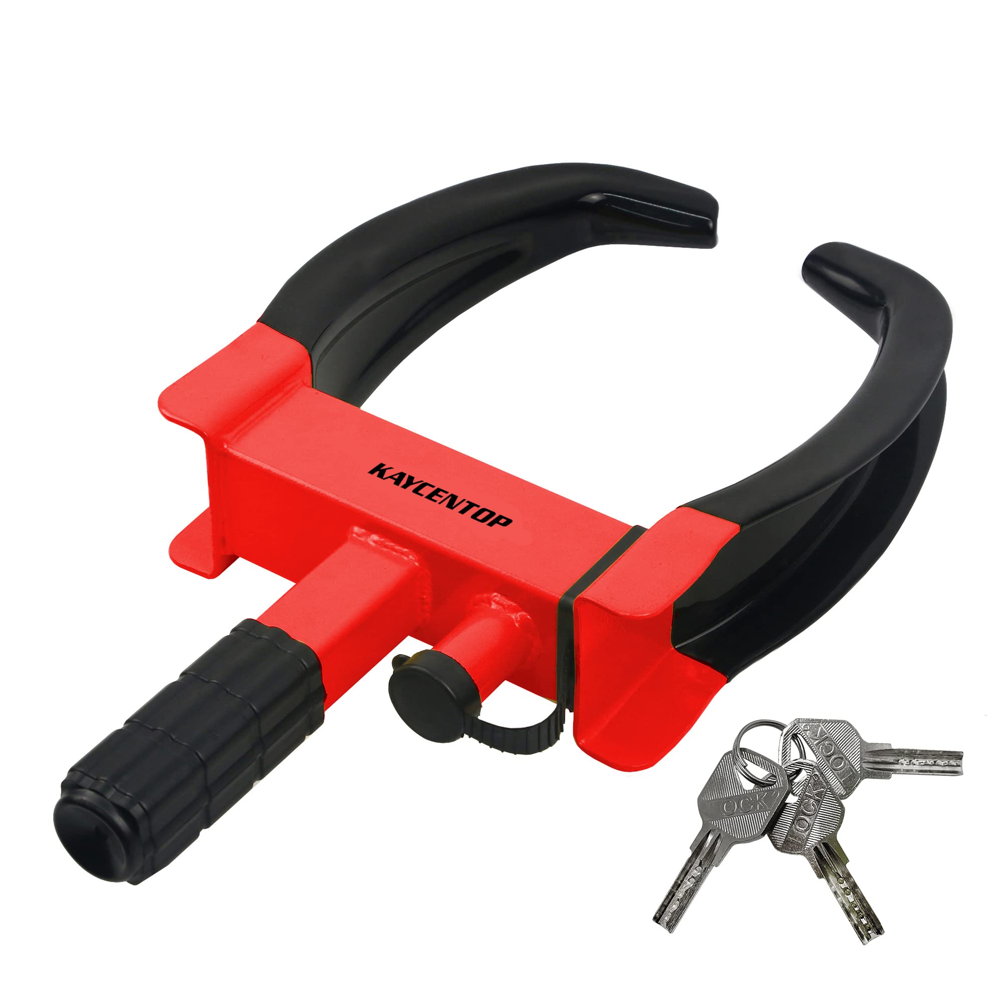 Kaycentop Wheel Clamp Lock Tire Lock Anti Theft Lock Fit Most Vehicles Max 10 Tire Width And 7 Reach For Trailers Suv Boats Atvs Motorcycles Golf Cart Great Deterrent Bright Red/Black