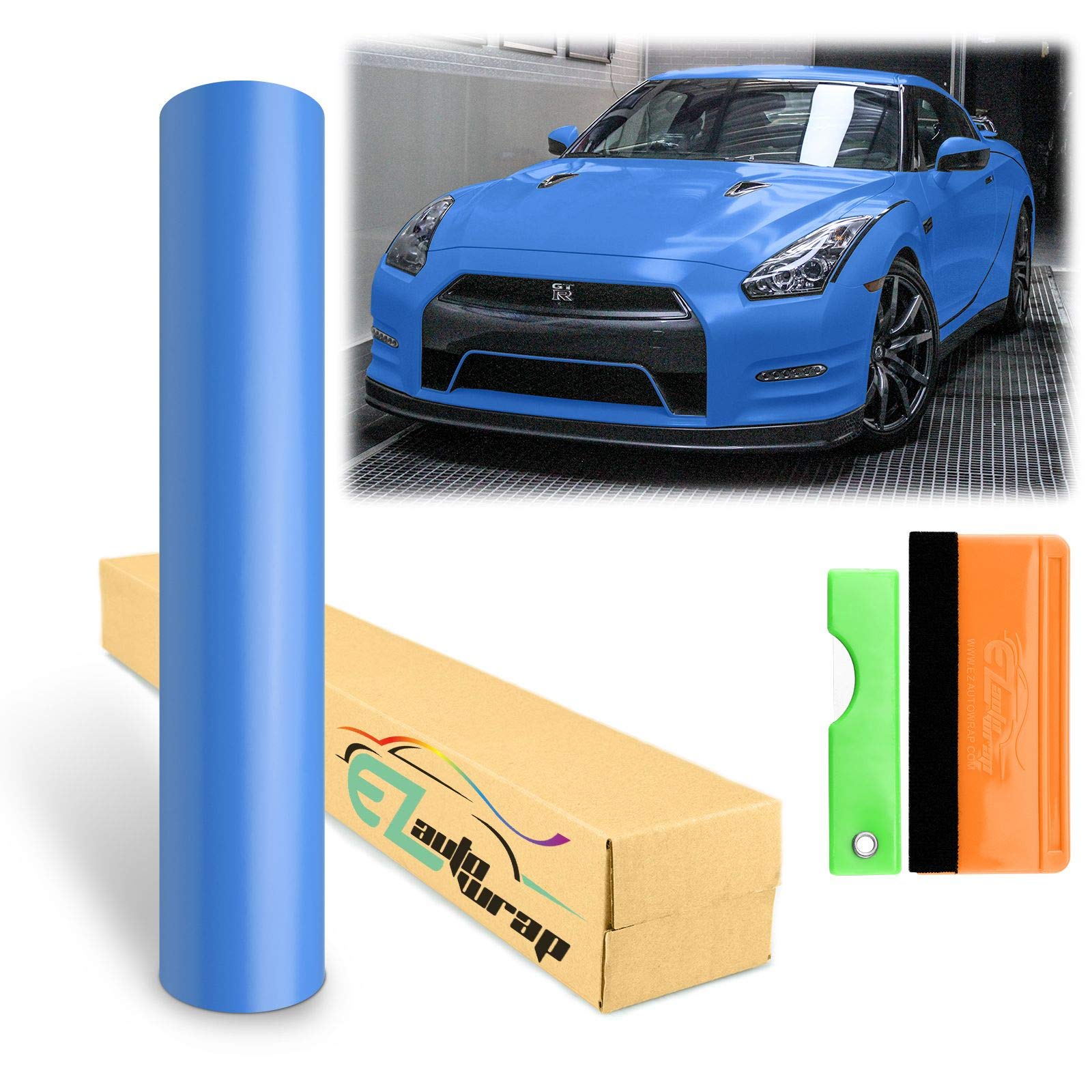 12X60 (1Ftx5Ft) Marina Blue Premium Satin Matte Flat Vinyl Wrap Sticker Diy Decal Film Sheet Auto Car Vehicle Motocycle Air Release Bubble Free Self Adhesive Peel And Stick Free Tool Kit