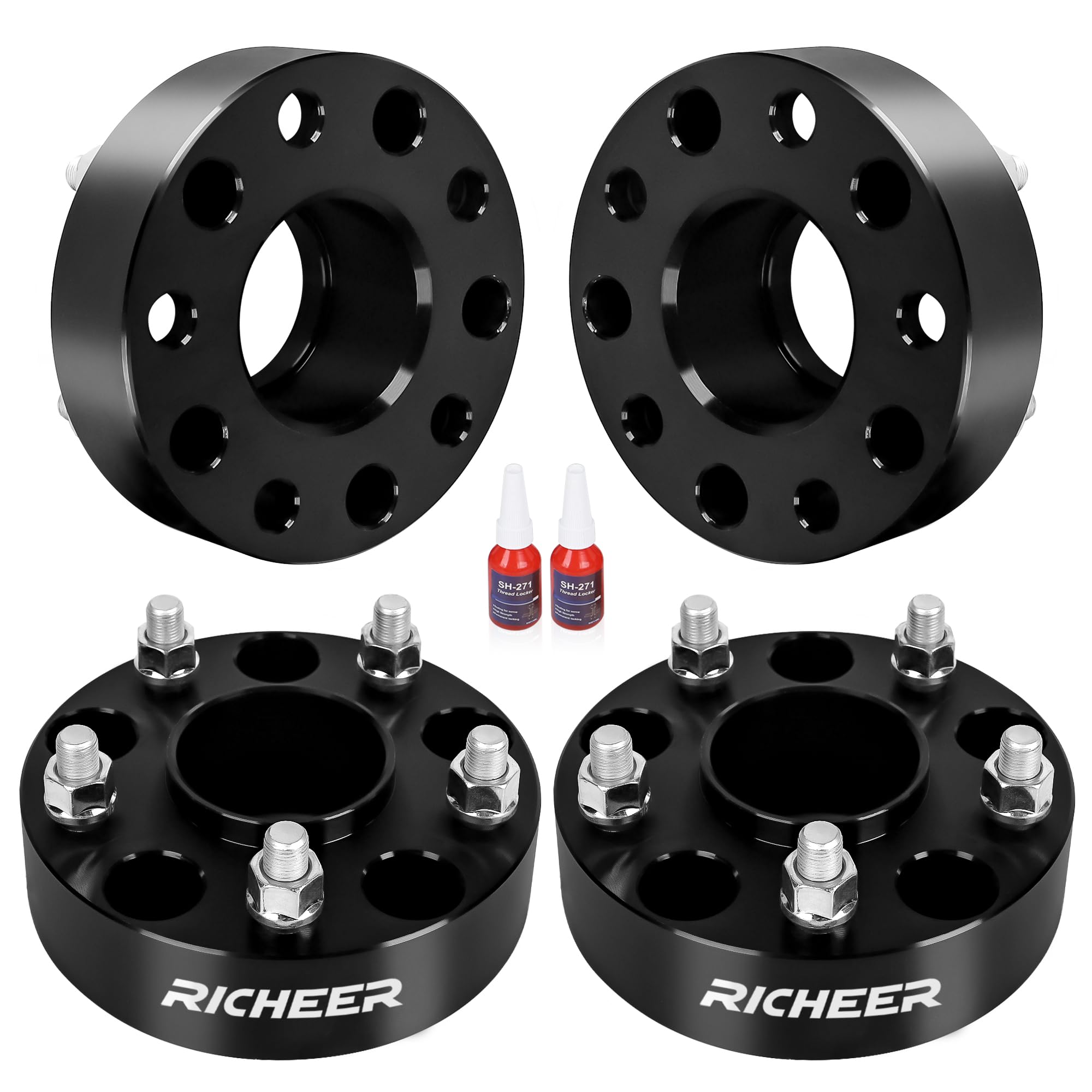 Richeer 1.5 Inch 5X5 Wheel Spacers For 2018-2024 Wrangler Jl, 2011-2024 Grand Cherokee Wk2 Wl, 2019-2024 Gladiator Jt, 2011-2023 Durango, 5X127Mm Forged Wheel Spacer With 14X1.5 Studs & 71.5Mm Bore