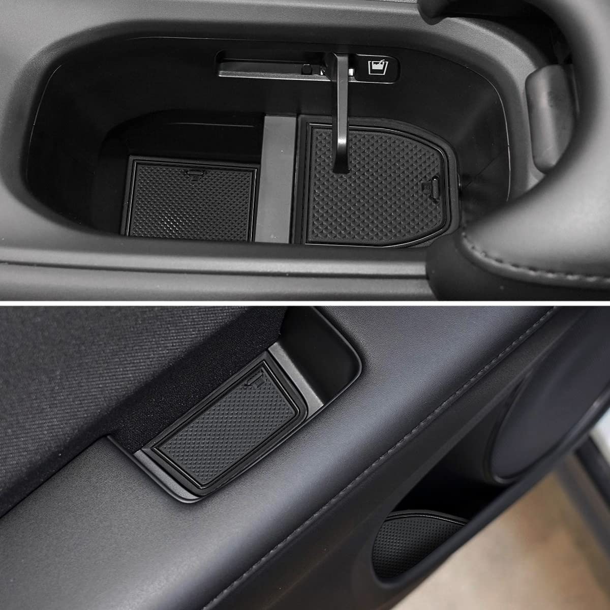 Auovo Anti Dust Cup Holder Insert Liners For Honda Hrv Accessories 2016 2017 2018 Door Pocket Center Console Interior Mats (Black Trim)