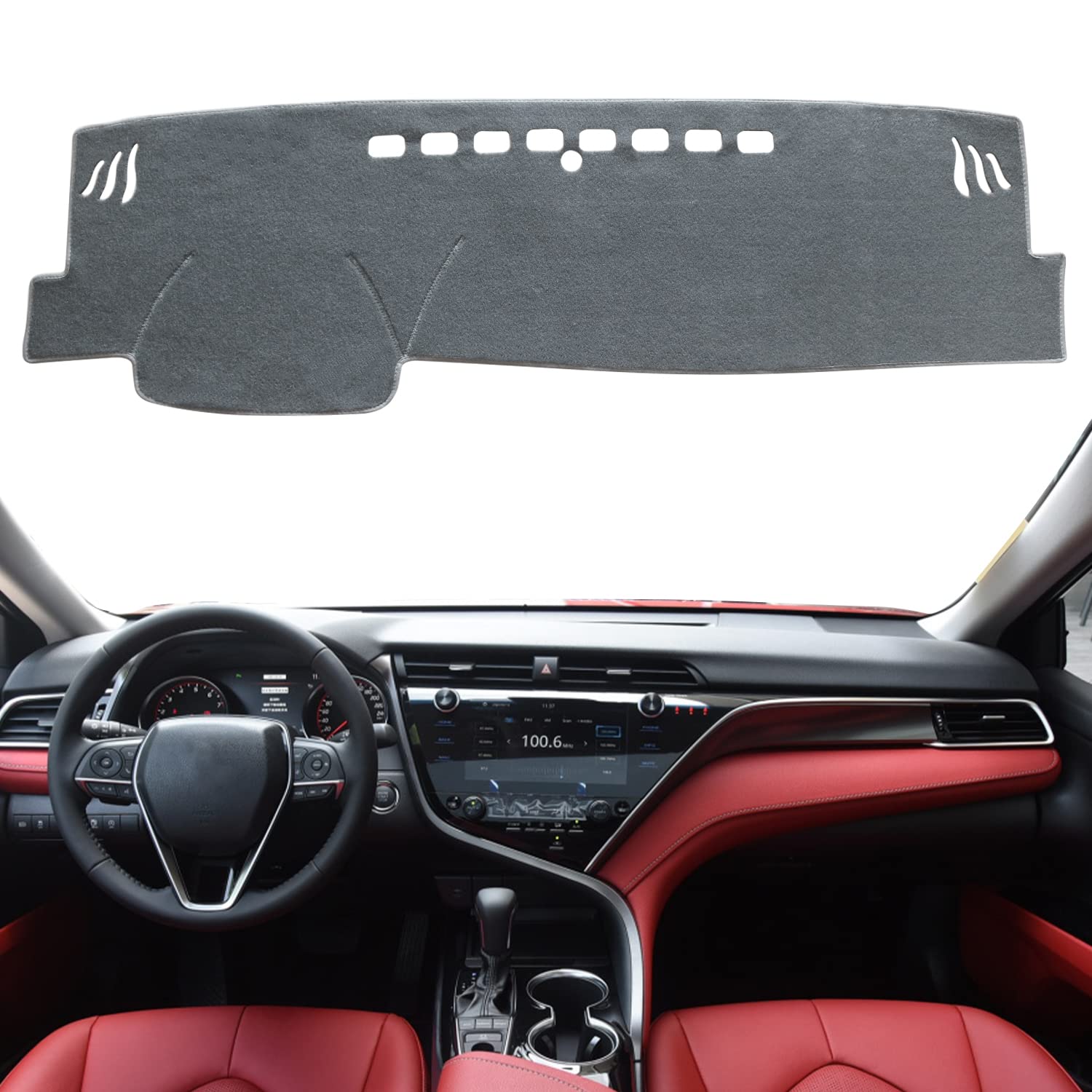 Remoch For Toyota Camry Accessories 2024 2023 2022 2021 2020 2019 2018 Dash Cover Dashboard Cover Mat Custom Fit Center Console Cover Sunshield Protector Pad(Gray)