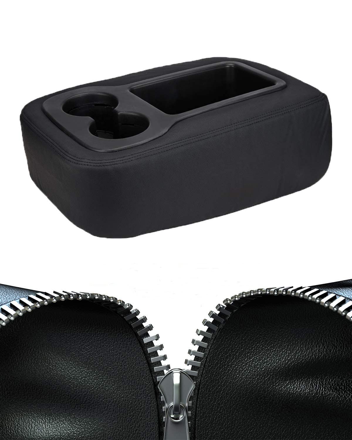 Issyauto Armrest Cover Compatible With 2007-2014 Silverado Suburban Yukon Sierra Tahoe Jump Seat, Leather Center Console Cover