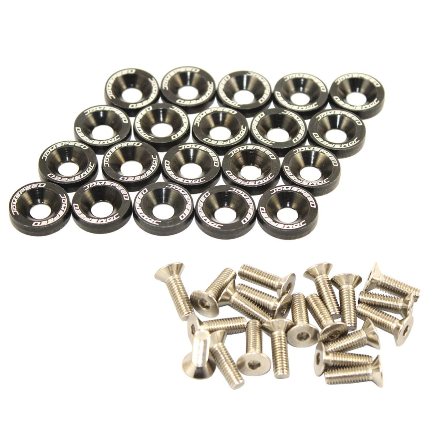 Jdmspeed 20 Pcs Black Cnc Billet Aluminum Fender Washer Engine Bay Dress Up Kit