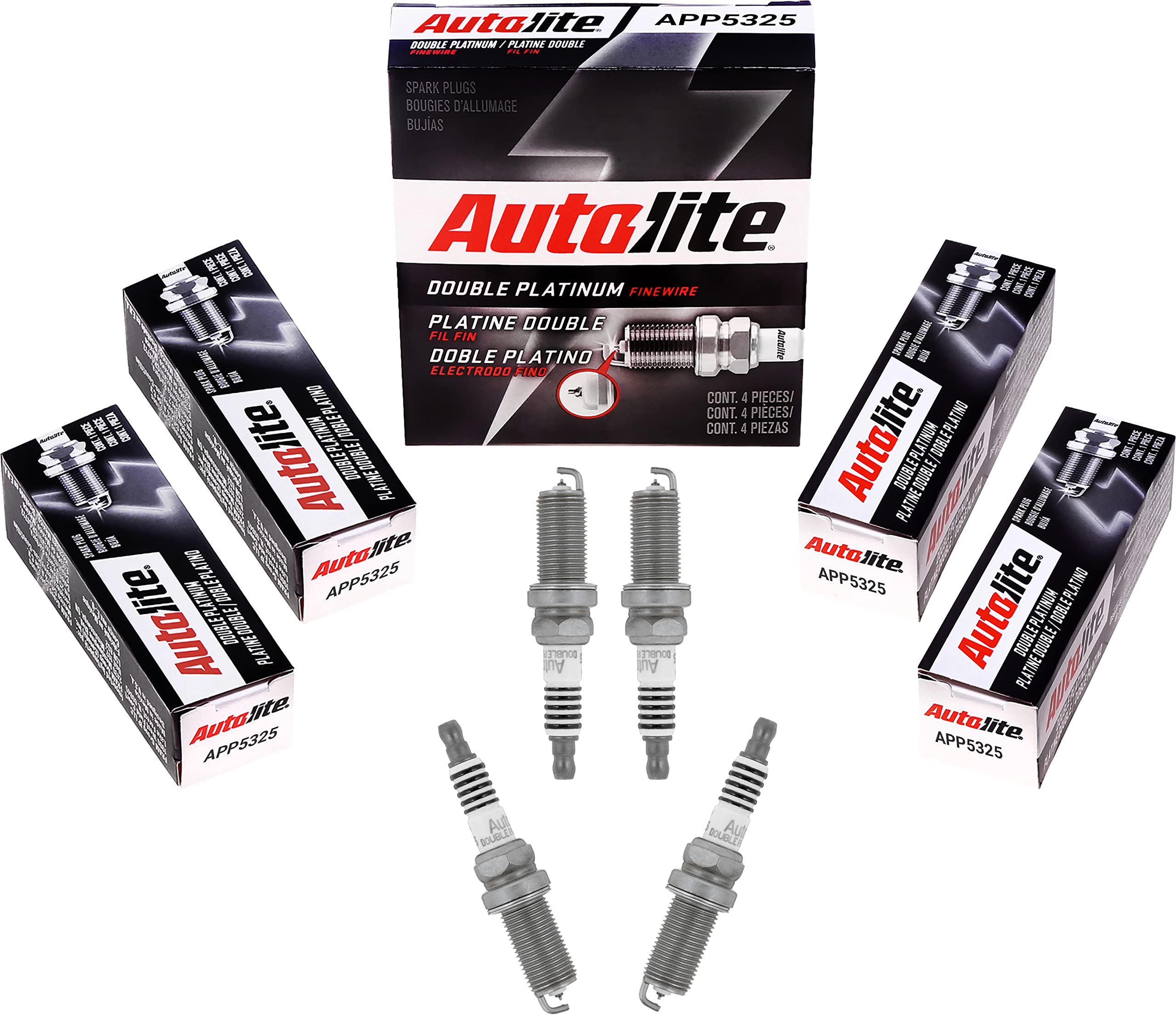 Autolite App5325 Double Platinum Automotive Replacement Spark Plugs (4 Pack)