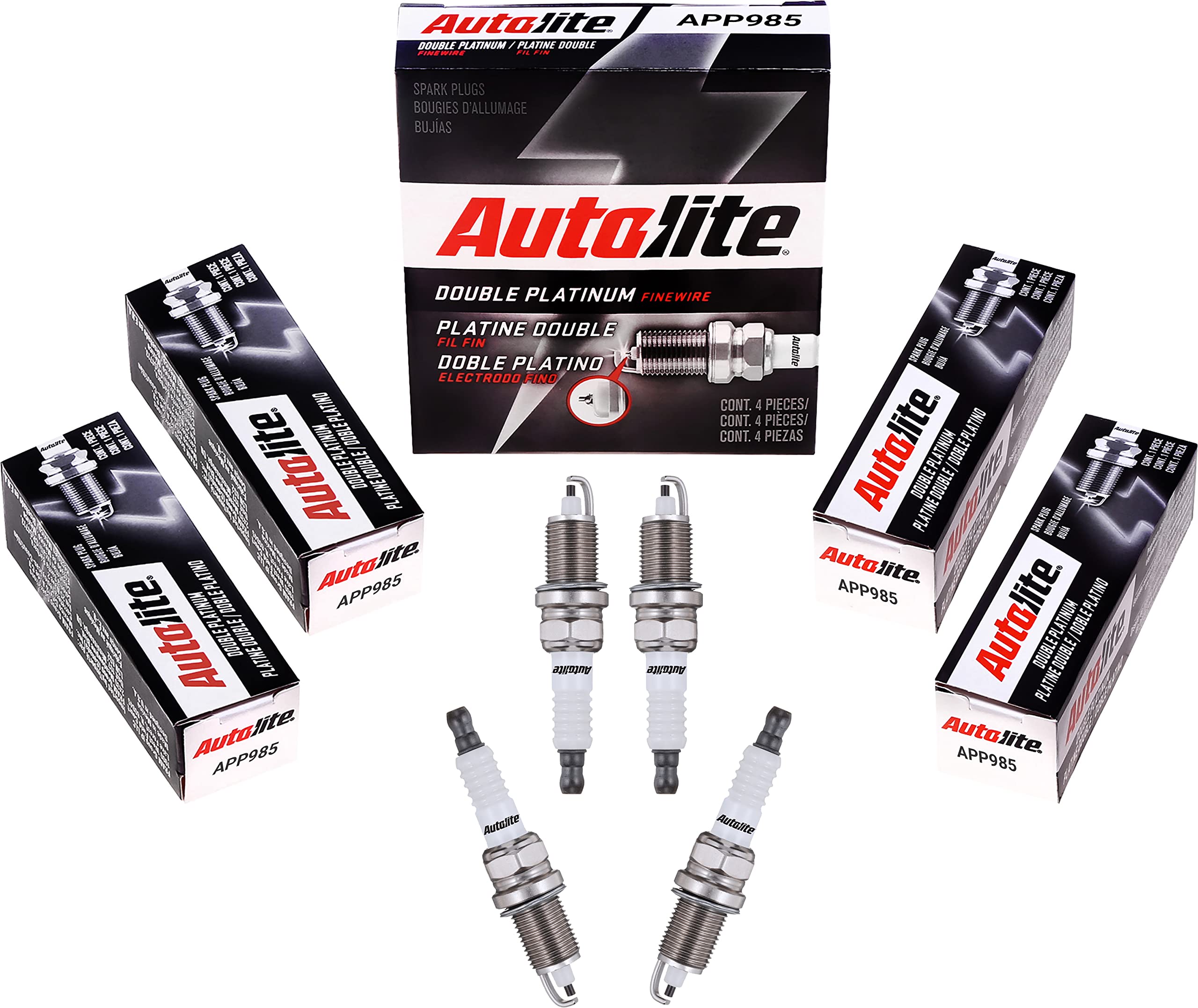 Autolite App985 Double Platinum Automotive Replacement Spark Plugs (4 Pack)