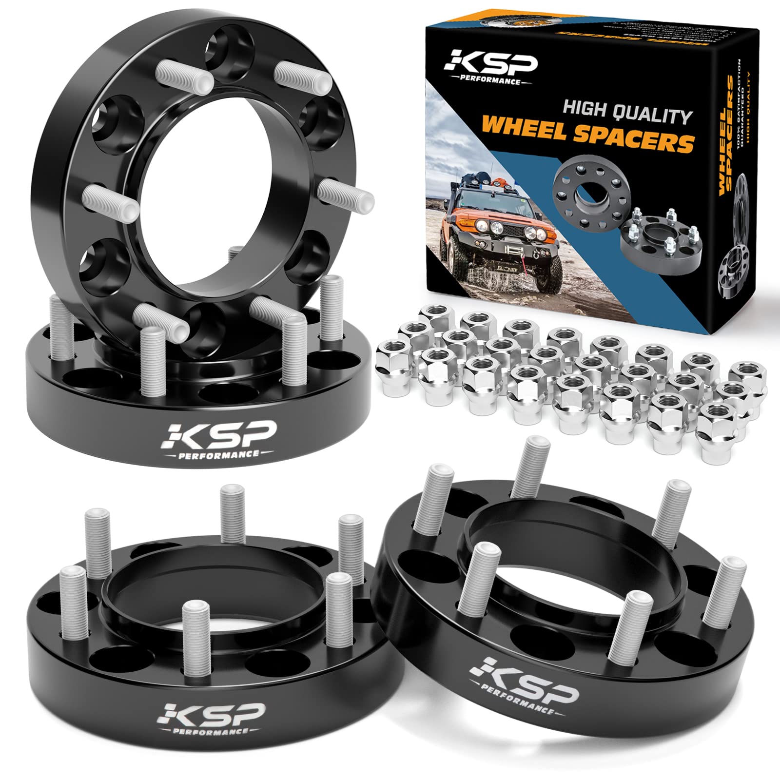 Ksp Forged 1.25 6X5.5 To 6X5.5 Wheel Spacers, Thread Pitch 12X1.5 Hub Bore 106Mm 6 Lug 32Mm Hub Centric Wheel Spacer Fit For 4Runner Tacoma Tundra Fj Cruiser Sequoia, 4Pc Spacer With Open Lug Nuts