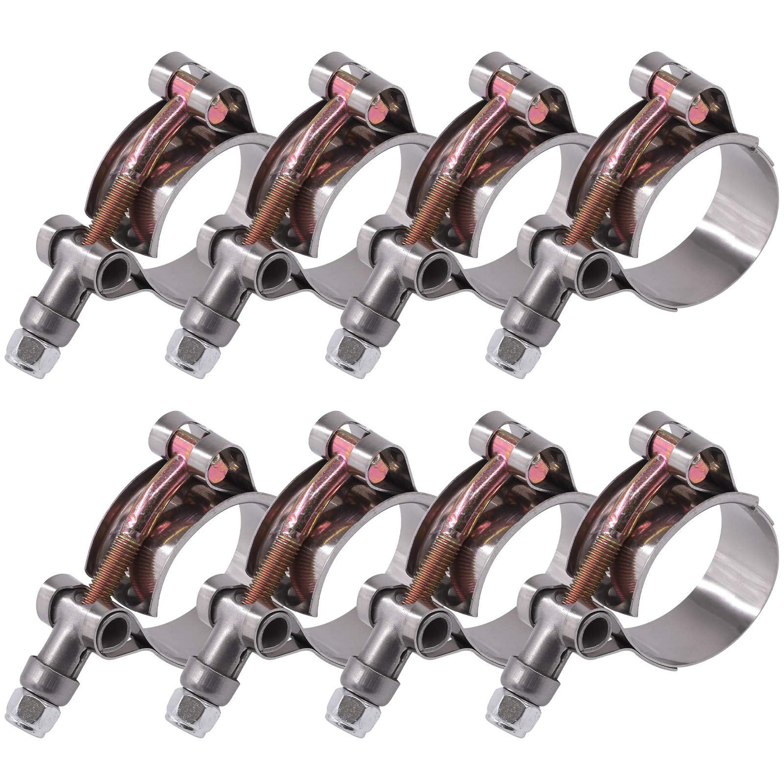 Glarks 8Pcs 32-37Mm Stainless Steel T-Bolt Hose Clamps Turbo Intake Soft Hose Intercooler Clamps