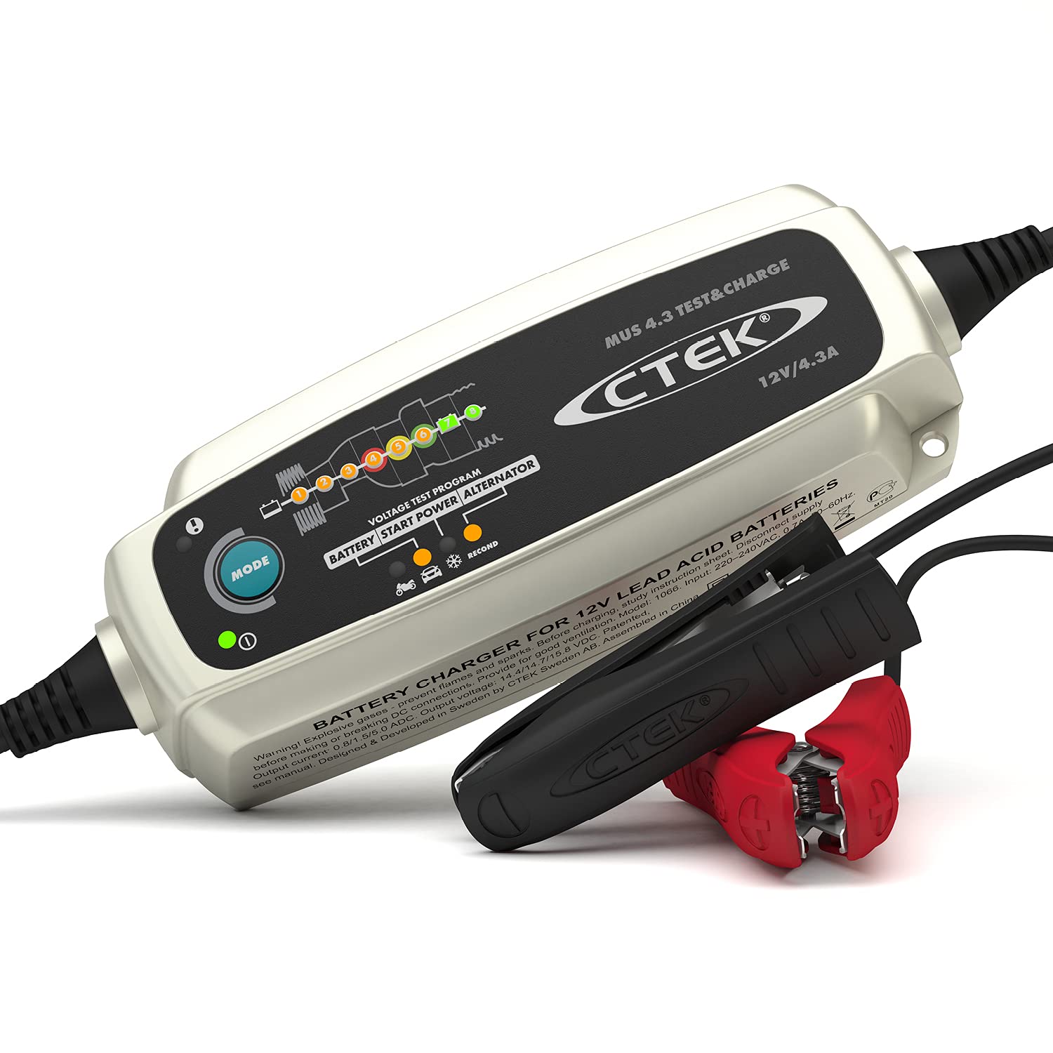 Ctek (56-959) Silver Mus 4.3 Test & Charge 12 Volt Fully Automatic Charger And Tester