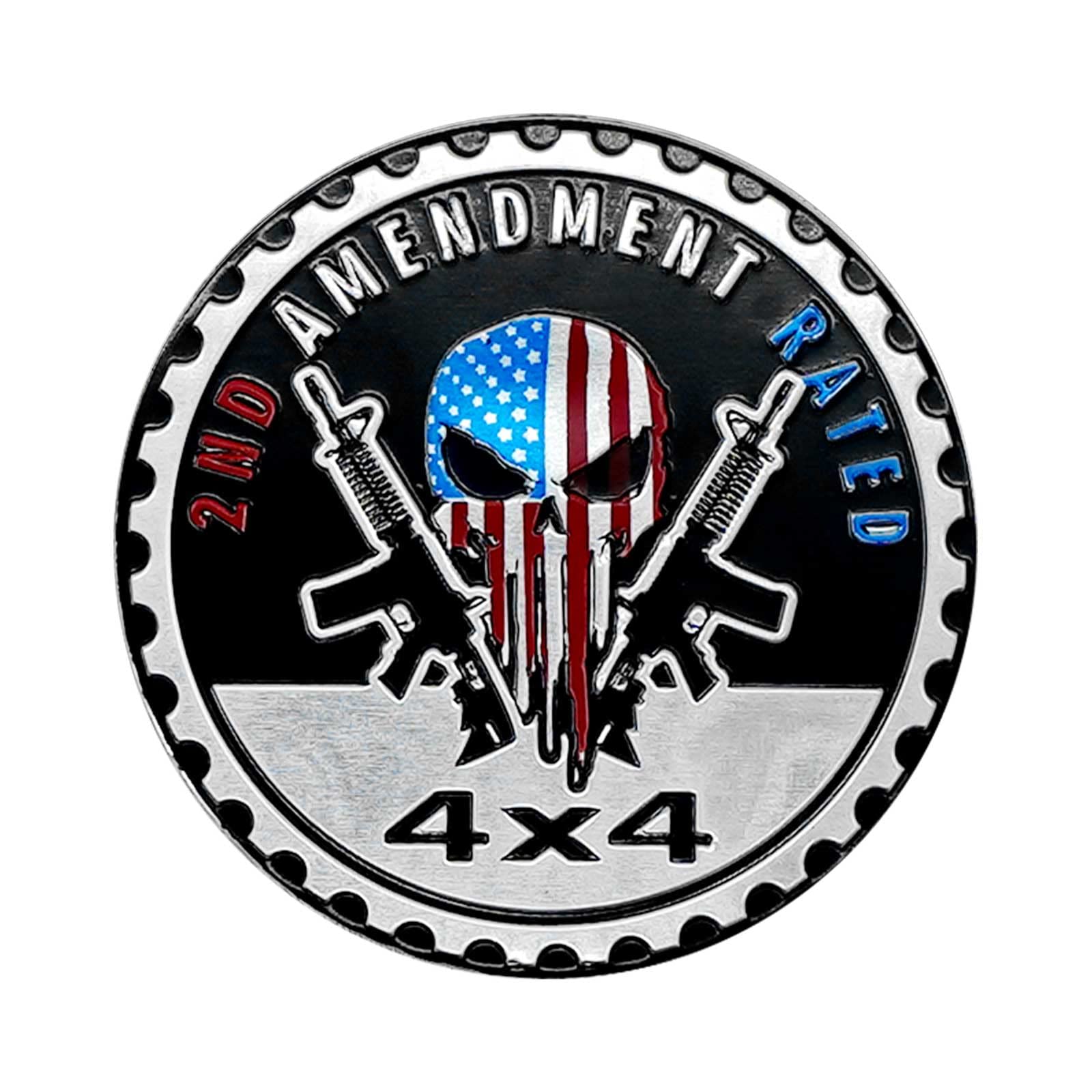 2Nd Amendment Badge Rated Car Emblem, 4 X 4 Metal Automotive Badge 3D Metal Car Badges Emblems Round Emblem Decals Car Badge Decals Stickers Compatible With Jeep Wrangler Vehicles Trucks Suv