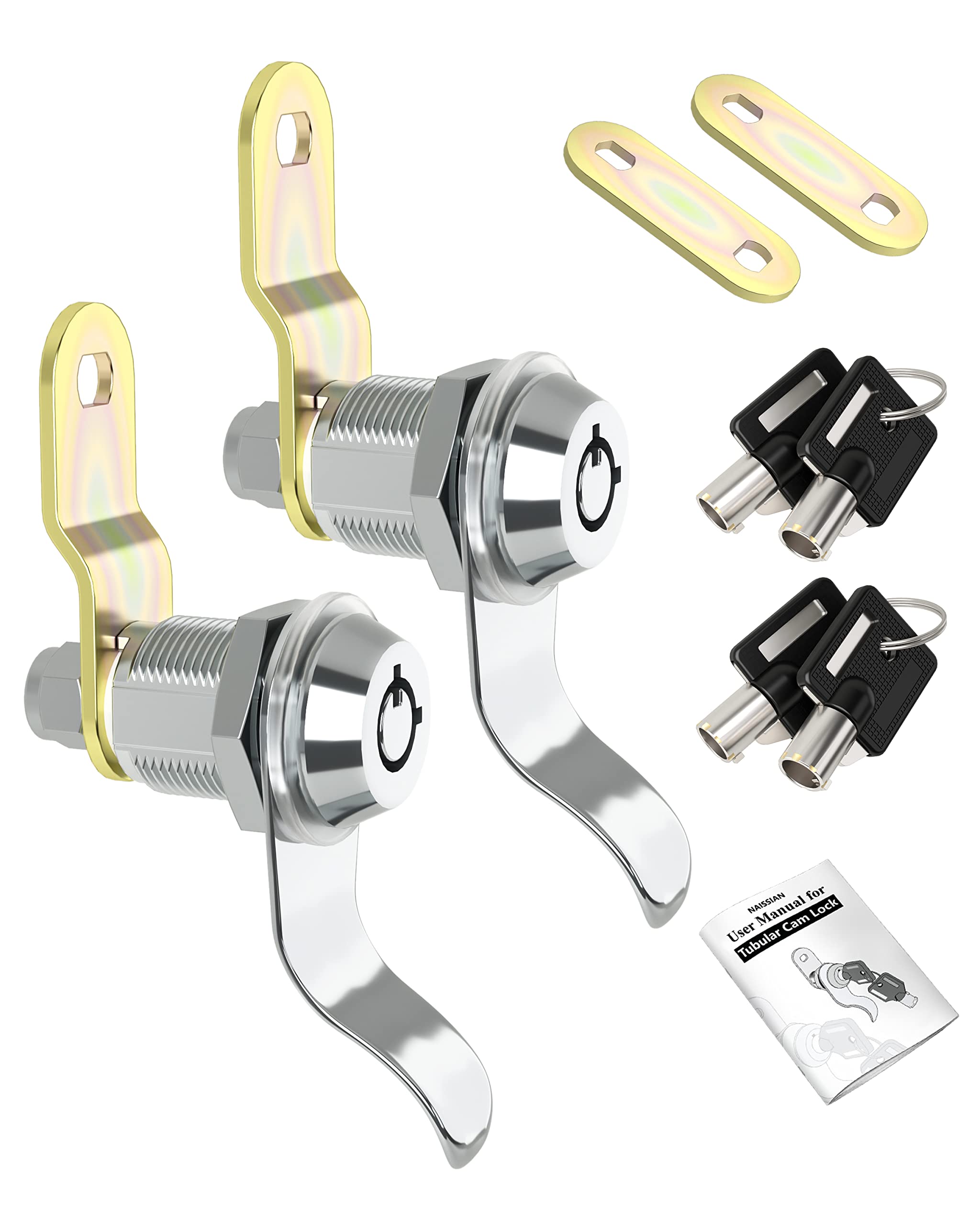 Naissian Rv Locks For Storage Door 7/8 Inch, Rv Compartment Locks Cam Locks For Camper Travel Trailer Cabinet With Keys 7/8, Pack Of 2 Locks With 4 Keyed Alike With Manual