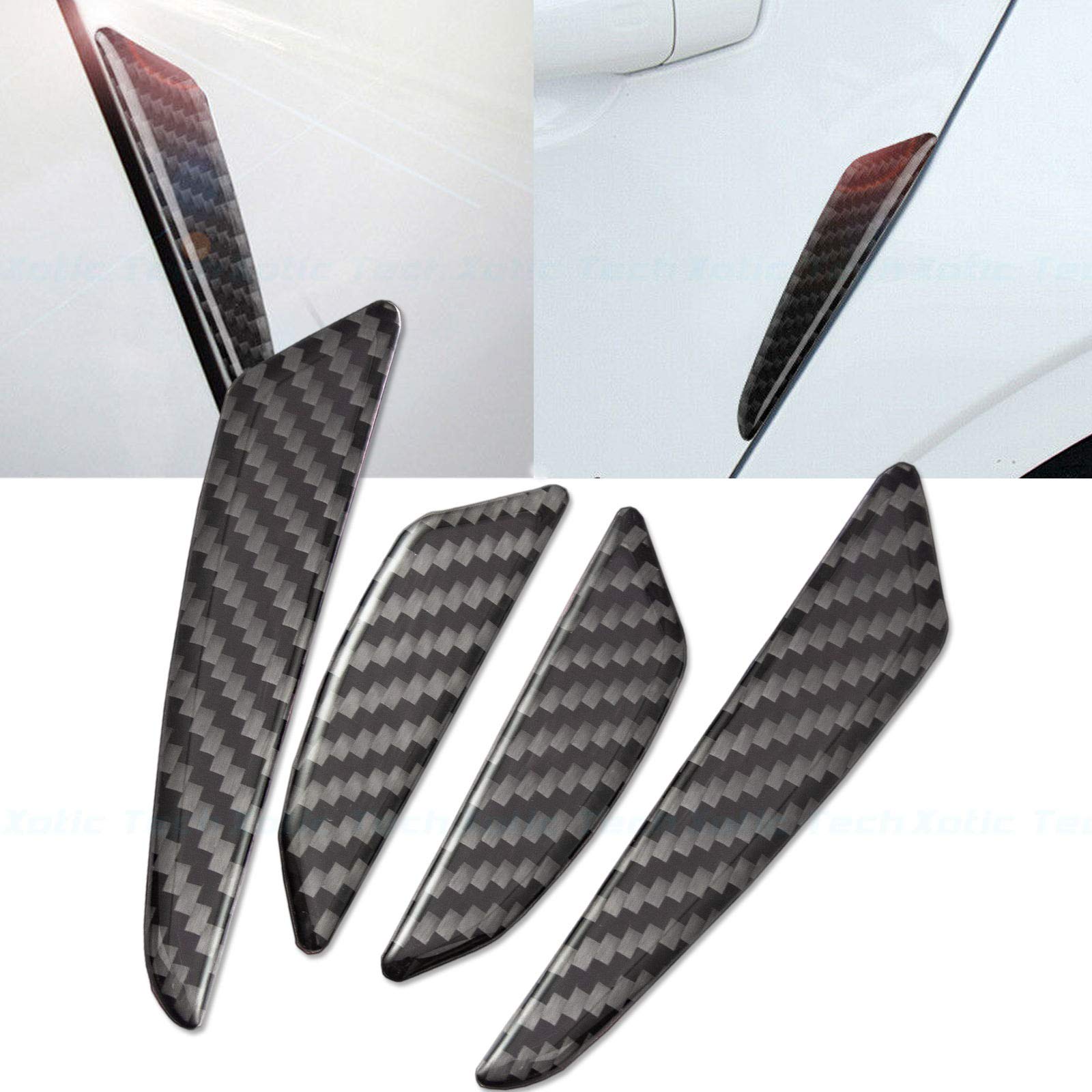 Xotic Tech Car Side Door Edge Guards Protector Sticker Trim, Genuine Soft Carbon Fiber, Compatible With Sedan Suv Pickup Truck