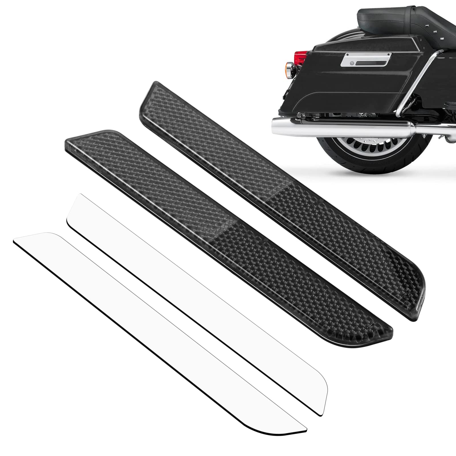 Amazicha Saddlebag Saddle Bag Reflectors Black Latch Cover Side Visibility Compatible For Harley Davidson Touring Road King Street Electra Road Glide 1993-2013 (Left & Right)