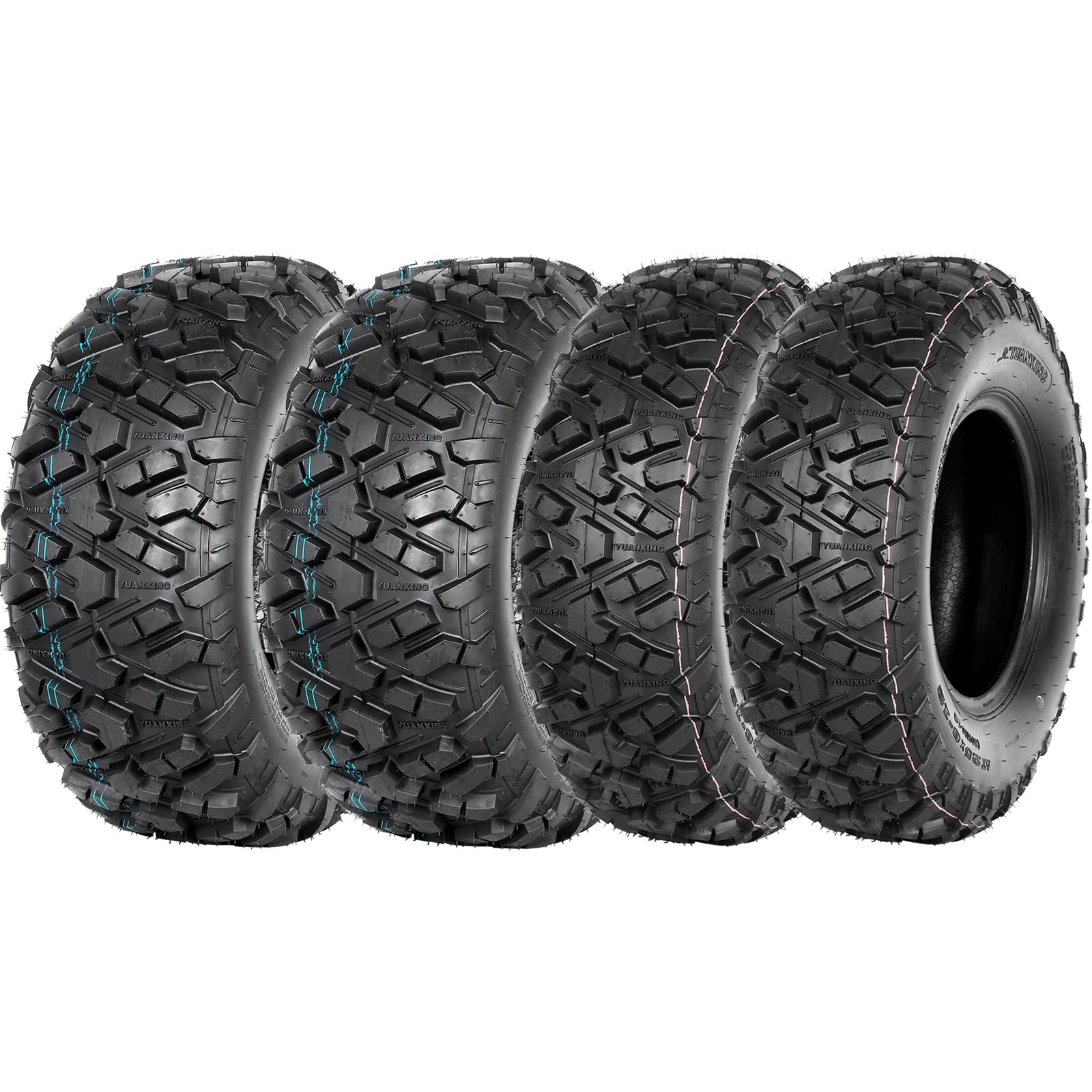 Weize Atv Utv All-Terrain Tires 25X8-12 Front & 25X10-12 Rear, 6 Pr, Set Of 4