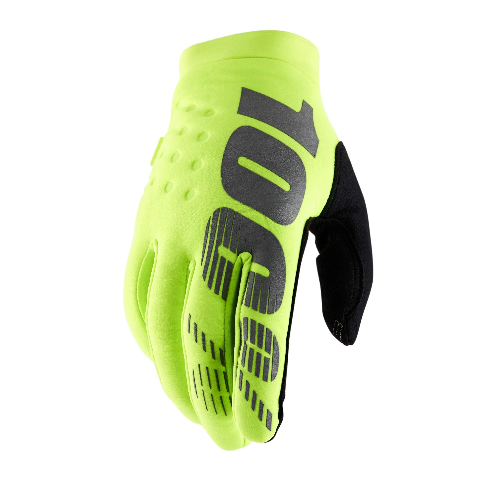 100% Brisker Cold Weather Motocross & Mountain Bike Gloves - Warm Winter Mtb & Mx Powersport Racing Protective Gear (L - Fluo Yellow)