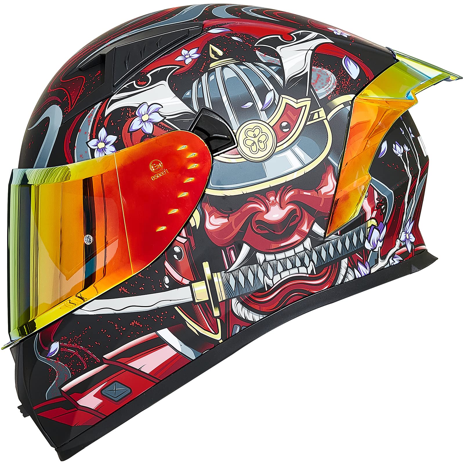 Ilm Motorcycle Helmet Full Face With Pinlock Compatible Clear&Tinted Visors And Fins Street Bike Motocross Casco Dot Model Z501(Armor Red, Medium)