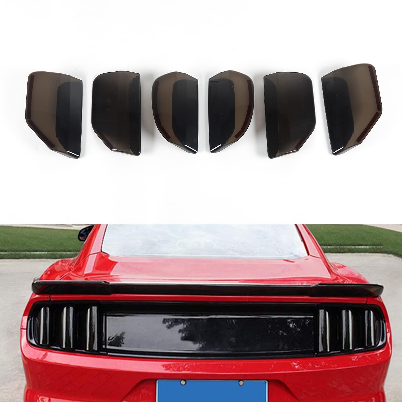 Rt-Tcz Tail Light Lamp Cover Guard Trim Frame Bezels Decoration Accessories For Ford Mustang (2015-2017 Smoke Black)
