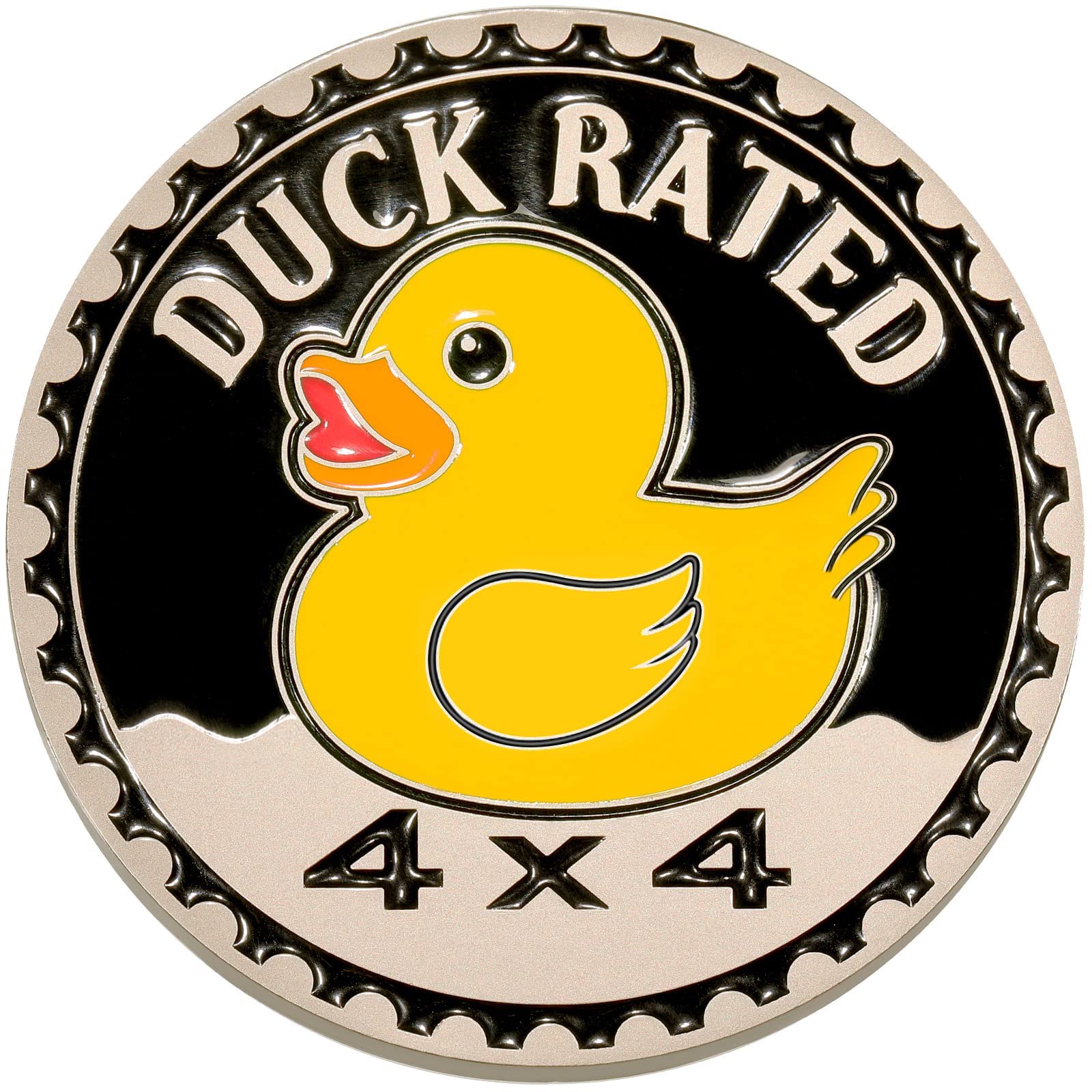 Duck Rated Car Emblem 4 X 4 Metal Automotive Badge 3D Metal Car Badges Emblems Round Emblem Decals Car Badge Decals Stickers Compatible With Vehicles Trucks Suv Rv Decorations (Yellow)