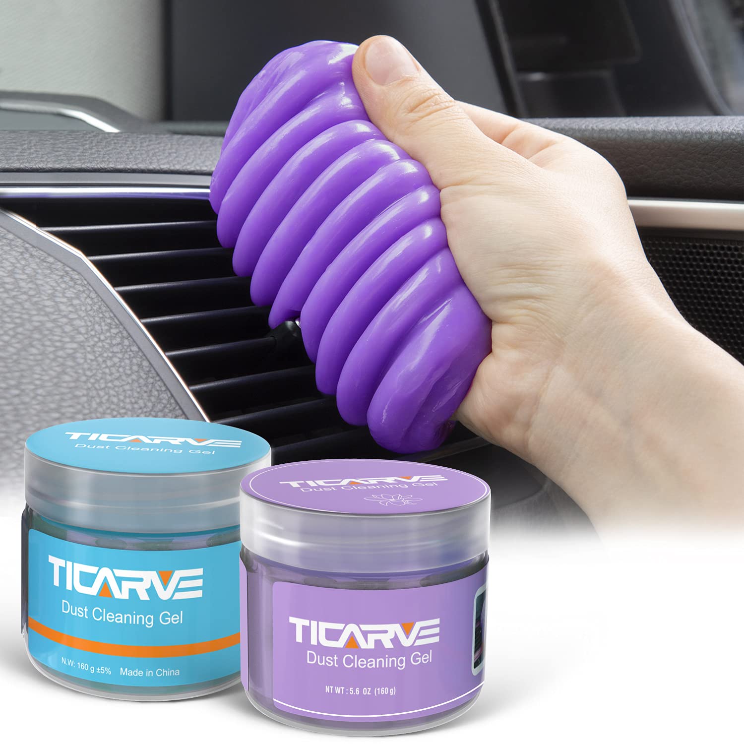 Ticarve Cleaning Gel For Car Cleaning Putty Car Slime For Cleaning Car Detailing Putty Detail Tools Car Interior Cleaner Automotive Car Cleaning Kits Keyboard Cleaner Blue Purple (2Pack)