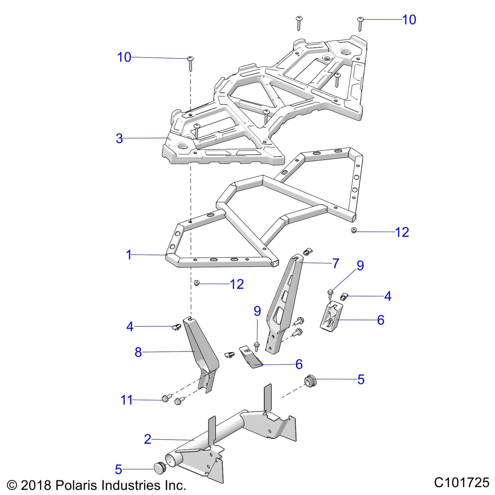 Polaris Atv Support Rack Bracket, Rear, Right, Genuine Oem Part 5632710, Qty 1