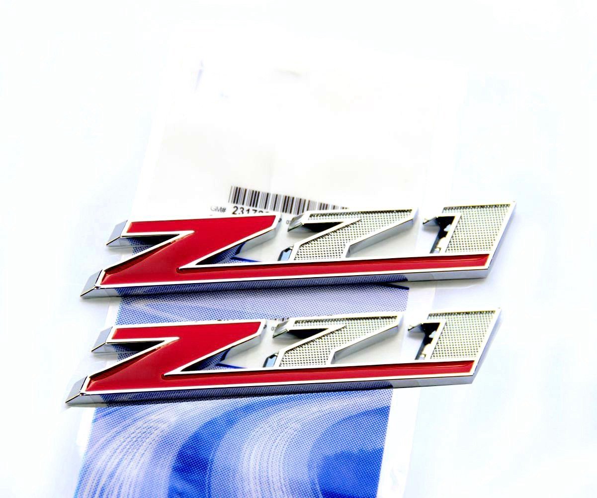 2Pack Oem Z71 Emblem Badges 3D Compatible With Silverado 1500 2500Hd Tahoe Suburban 2010-2018 (Chrome Red)