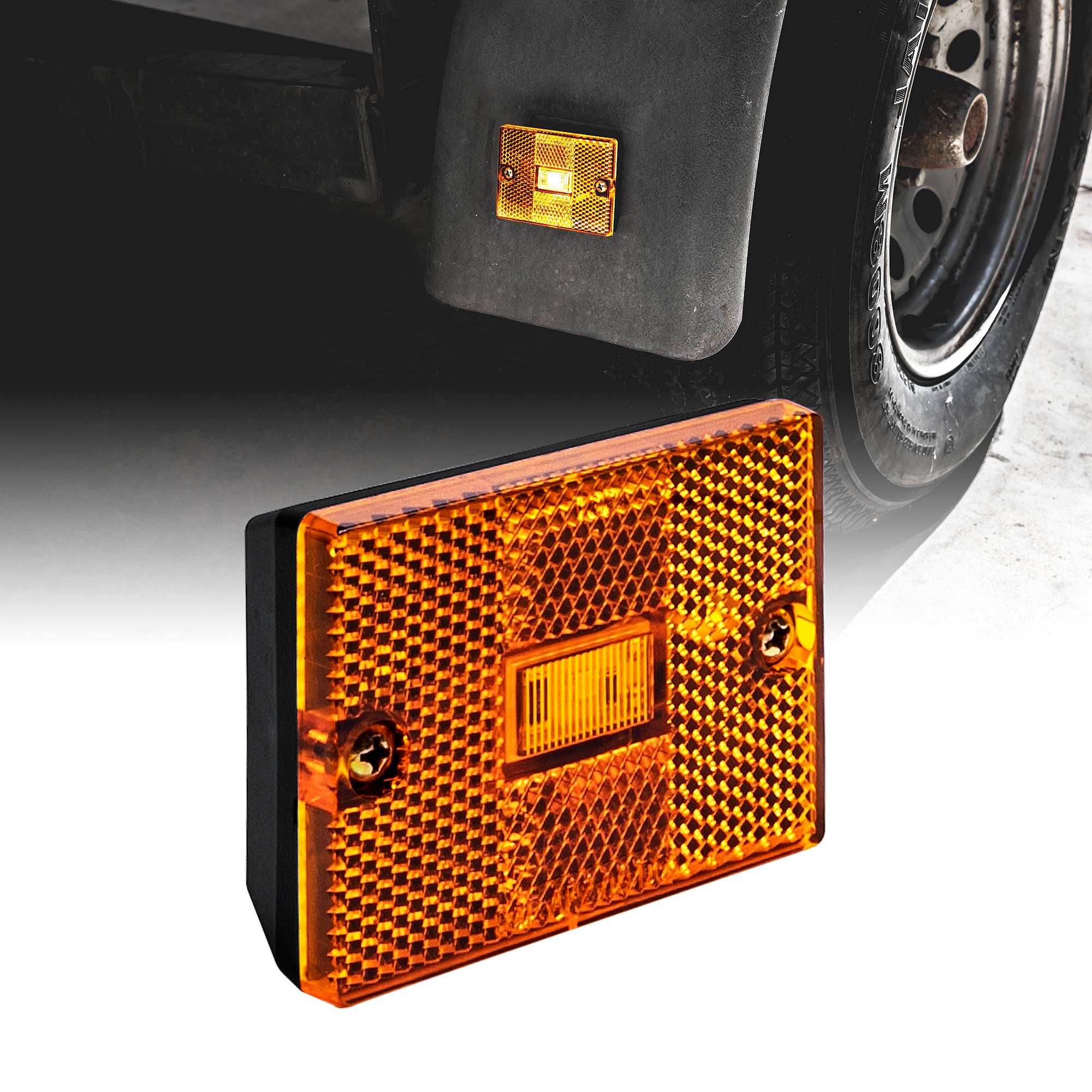 True Mods Amber Led Side Marker Light [Dot Certified] [Ip67 Waterproof] [ Integrated Reflector] For Utility Boat Trailers Over 80 Camper Rv Clearance Light