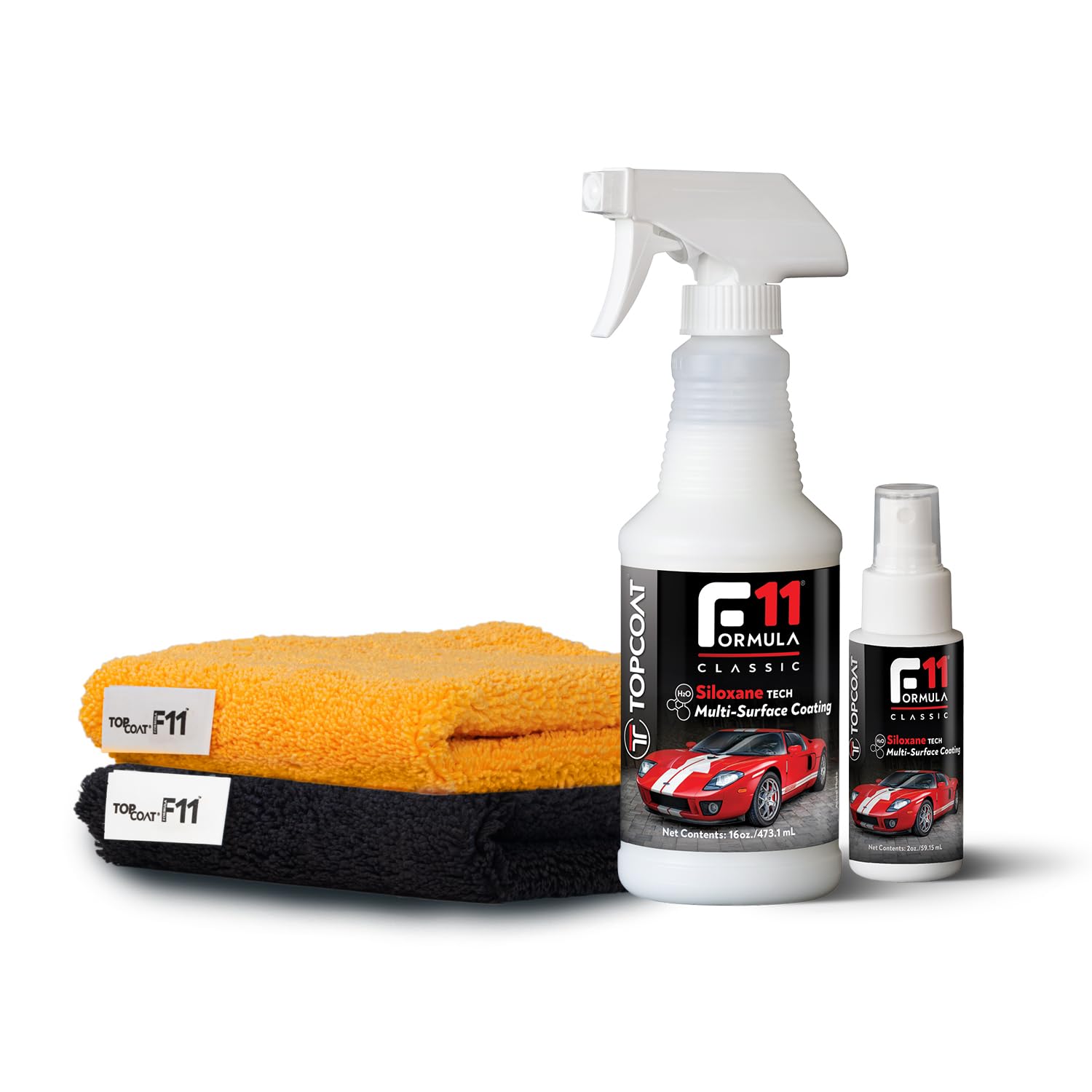 TopCoat F11 Polish & Sealer - 16oz Water-Based Alternative to Ceramic Wax for Cars & Bikes with Travel Bottle & Microfiber Towels